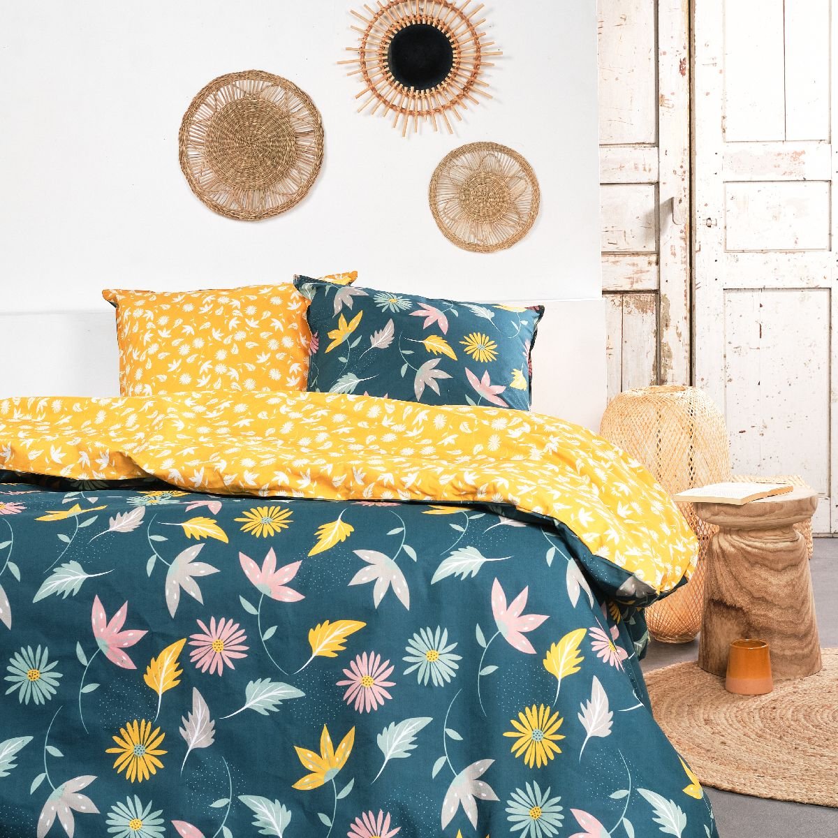 Printed cotton bed set TODAY LINGE DE MAISON Yellow