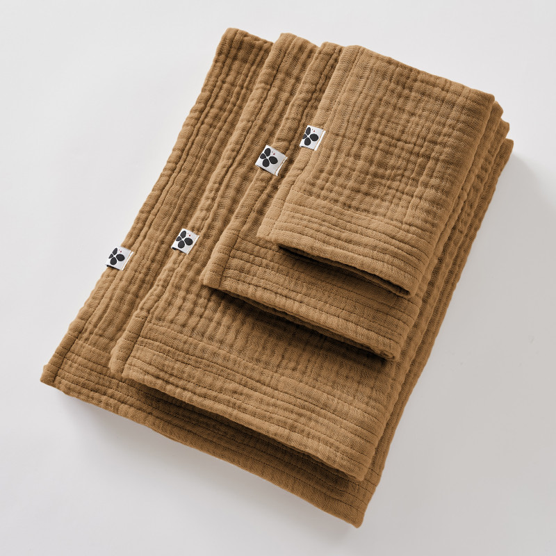 Cotton gauze solid color bath towel 50 x 90 cm Gaia L'EFFET PAPILLON Brown