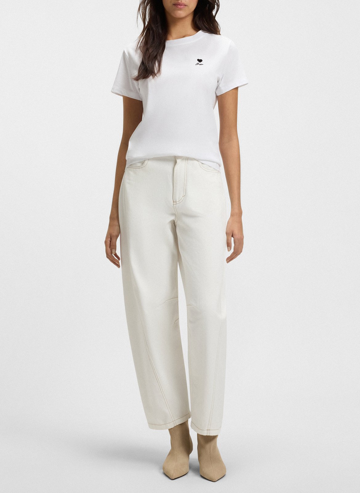 Tee-shirt col rond en coton BOSS Beige