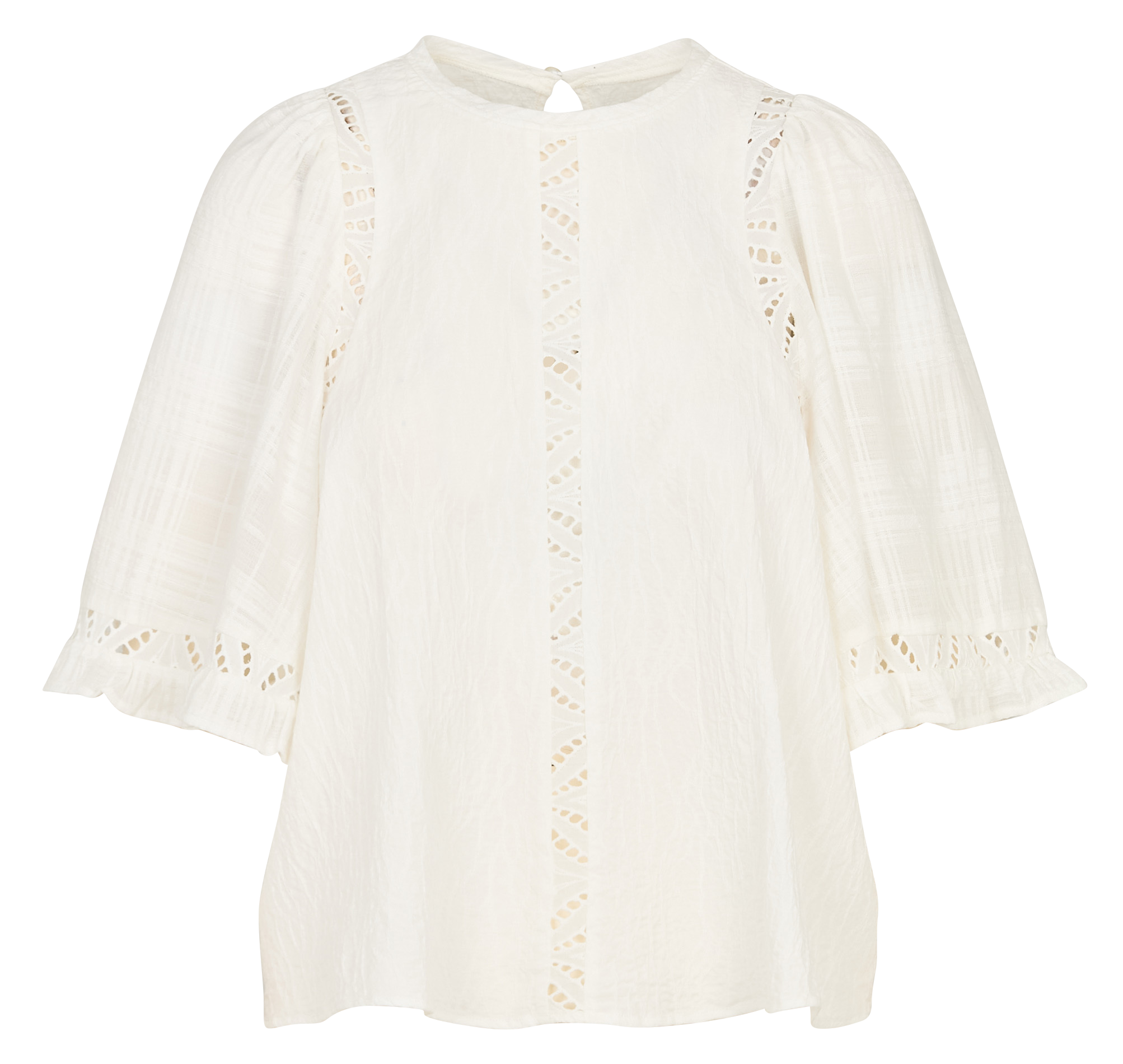 Top manches courtes papillon broderie ACOTE Blanc