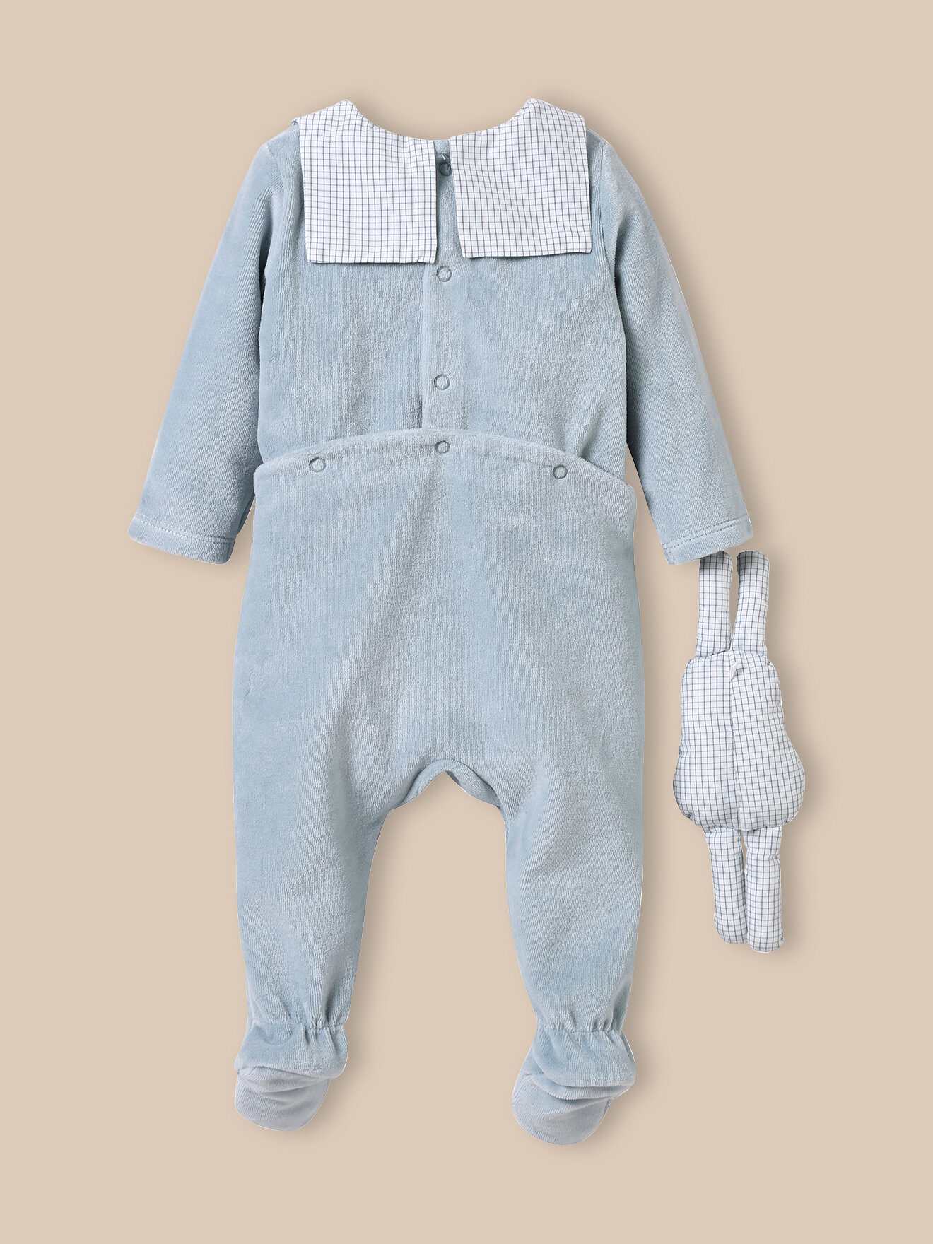 Velvet sleepsuit and its security blanket CYRILLUS Blue