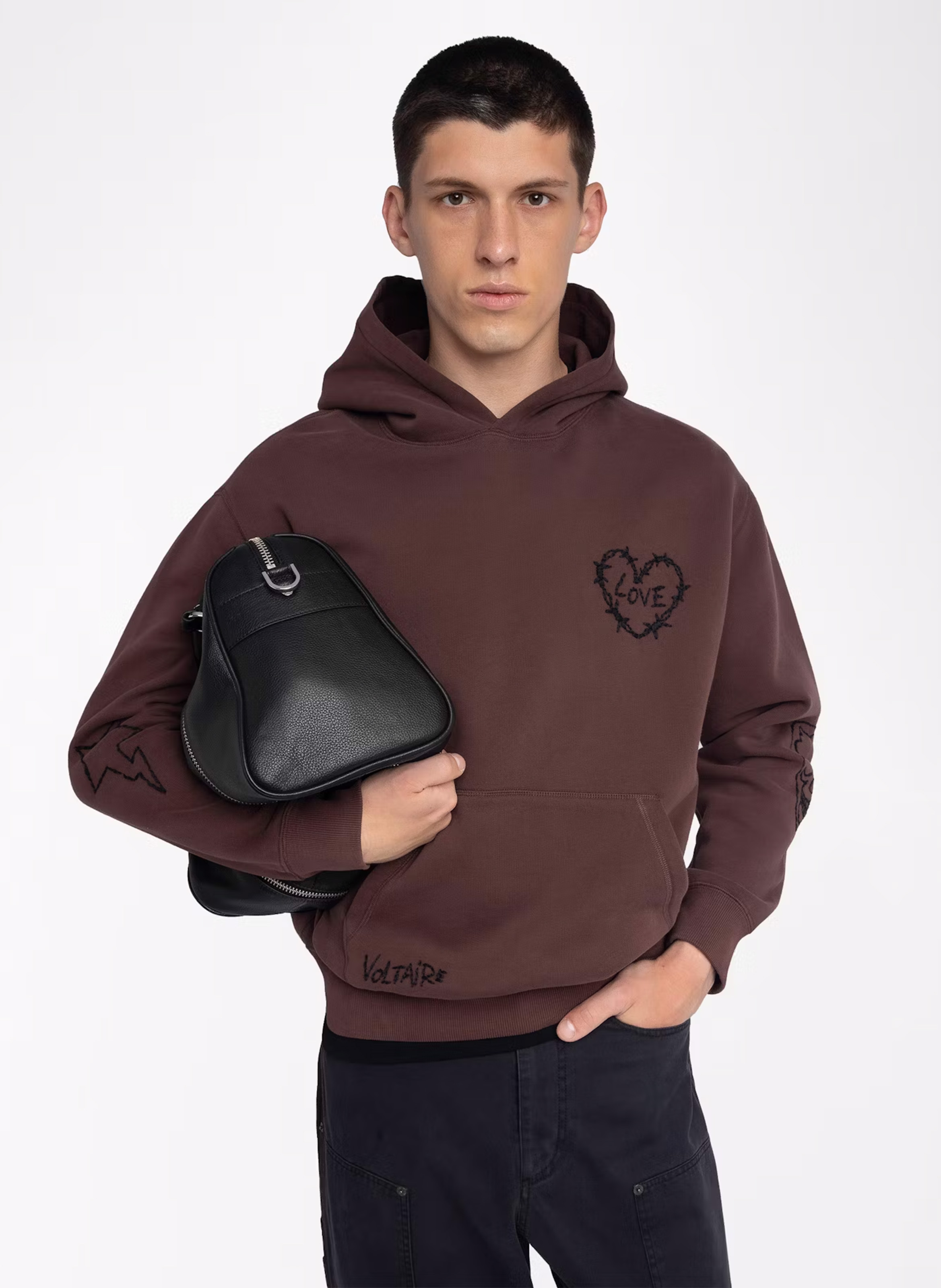 Sweat à capuche droit brodé en coton mélangé ZADIG&amp;VOLTAIRE Violet