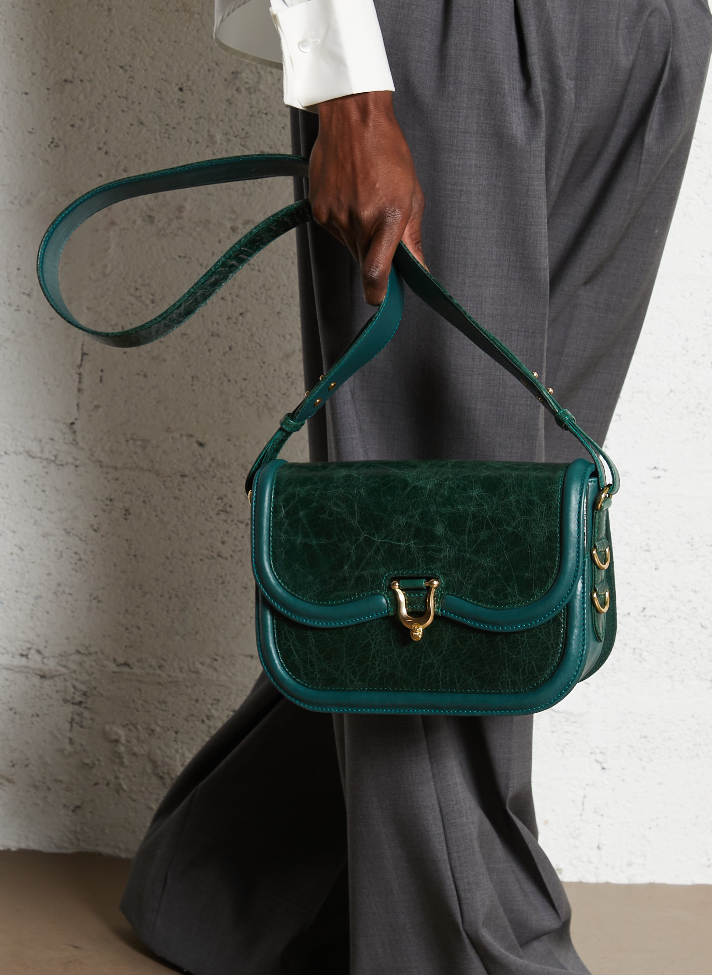 Sac bandoulière en cuir mélangé  CLARIS VIROT Vert