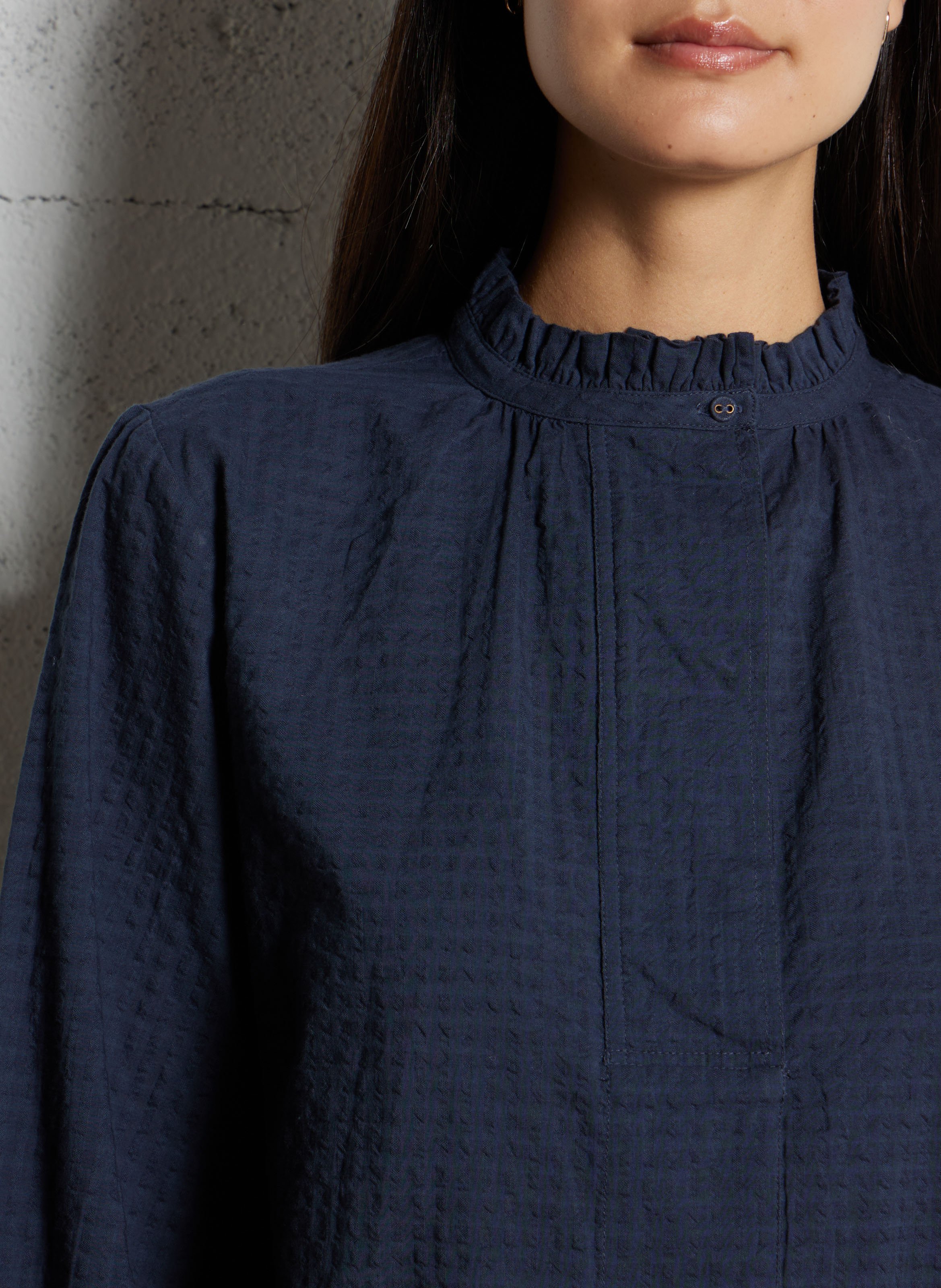 Oversize cotton round-neck blouse BELLEPIECE Blue