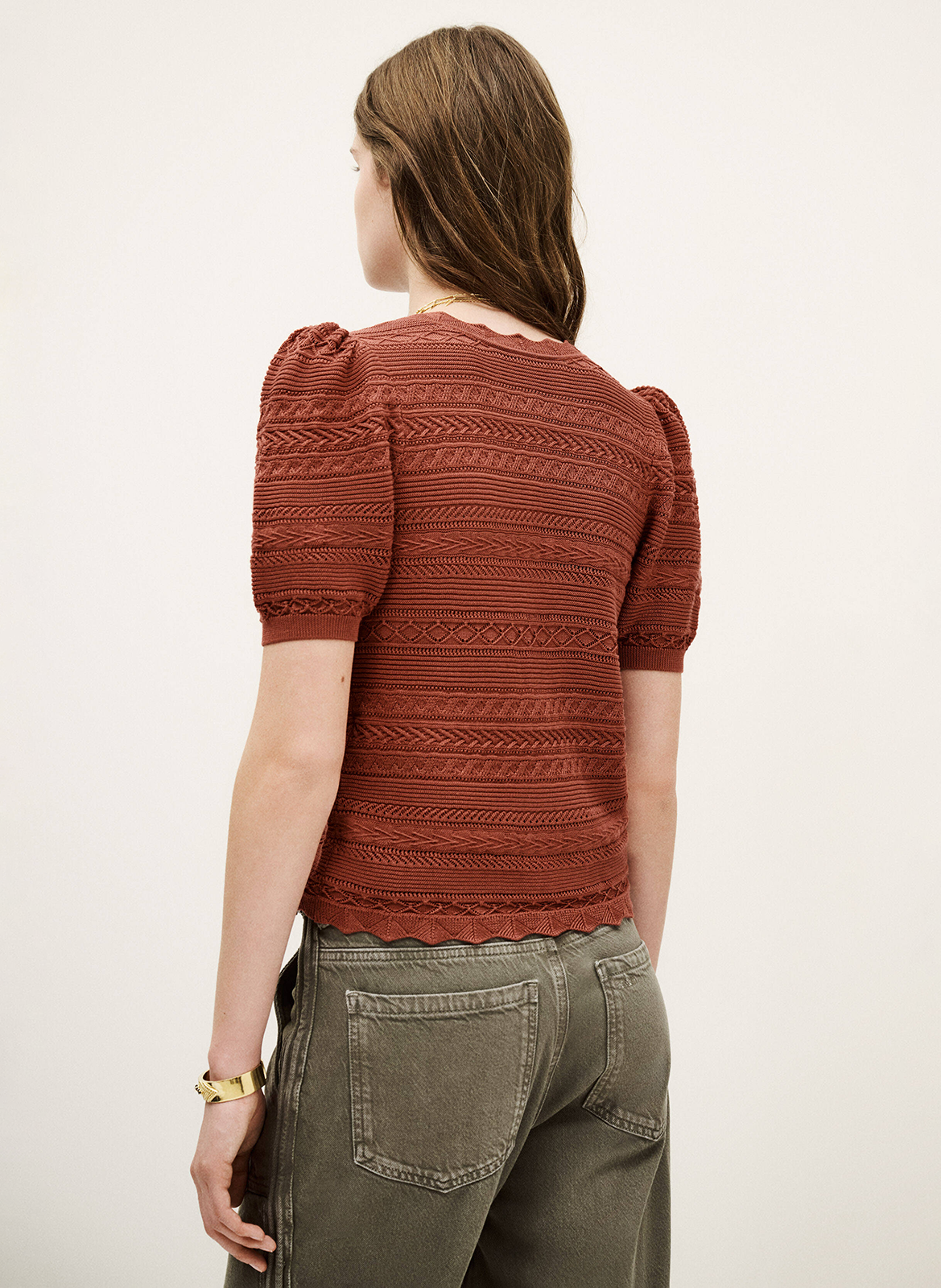 Pull col rond en coton mélangé  BA&SH Marron