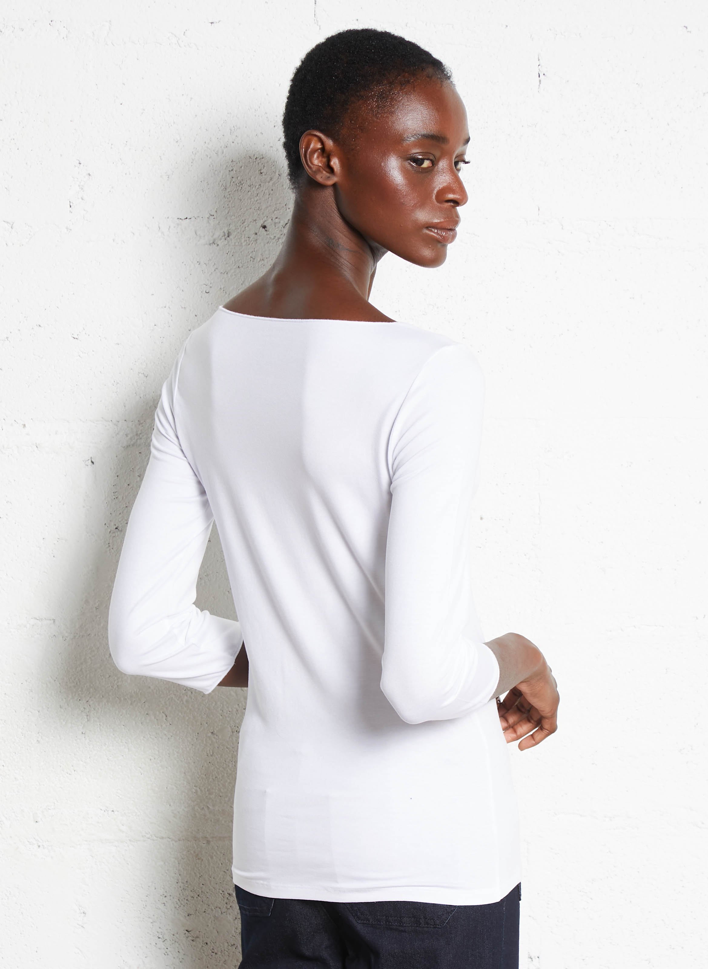 Tee-shirt col bateau  MAJESTIC FILATURES Blanc