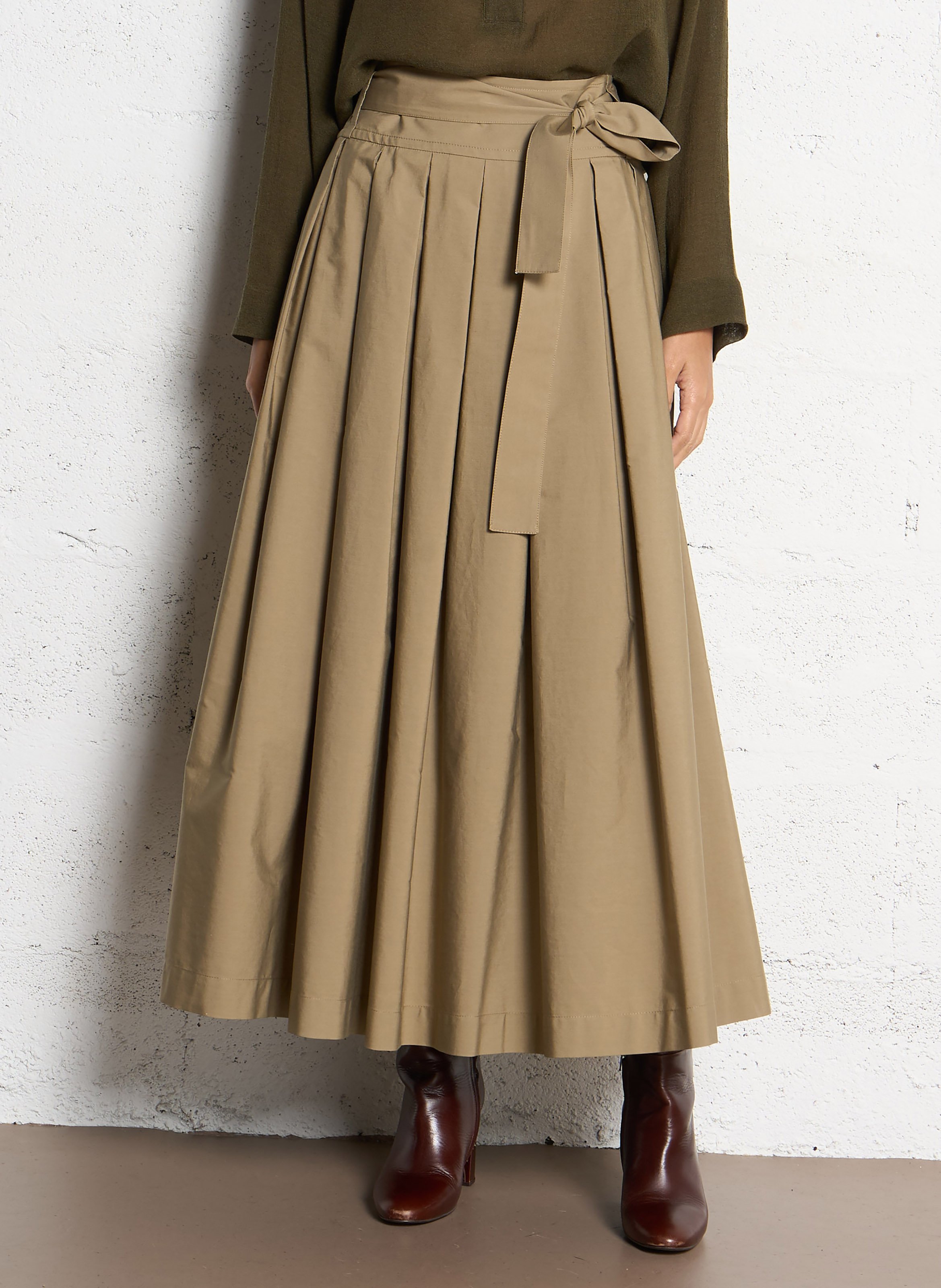 Pleated long cotton skirt MAX MARA WEEK END