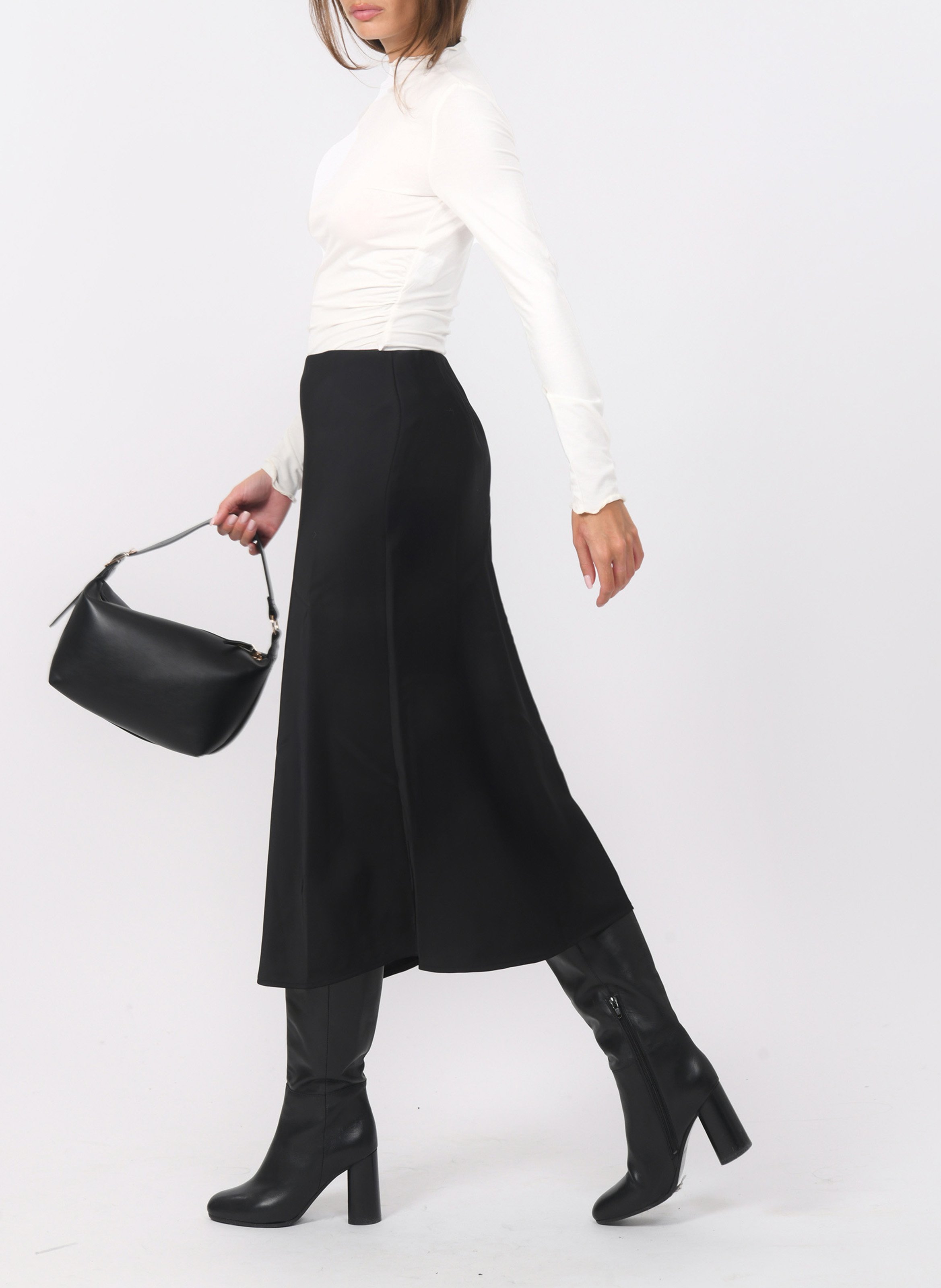 Long satin-effect skirt KOOKAI Black