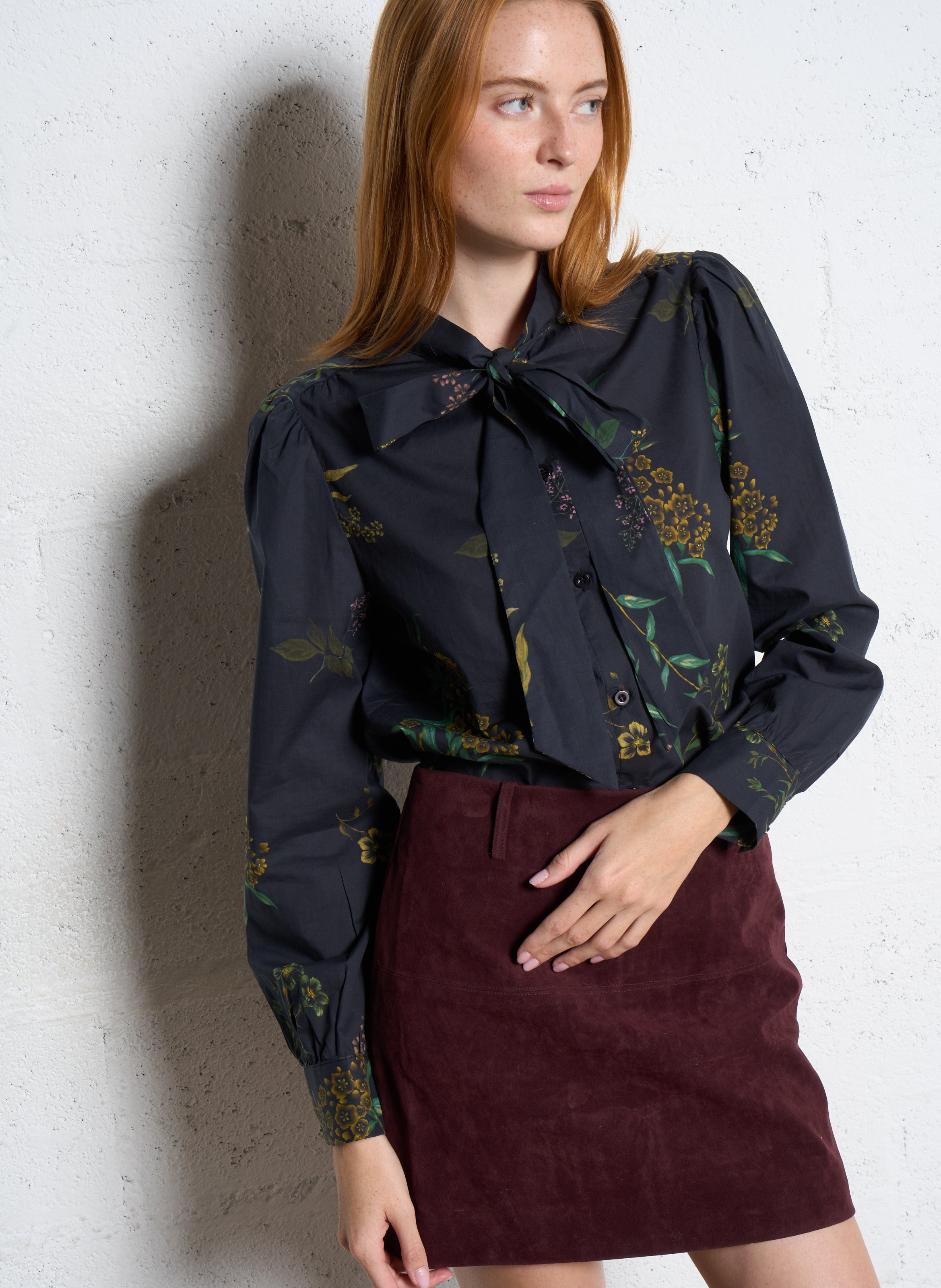 Bluse mit Bubikragen aus Baumwolle THE KORNER Schwarz