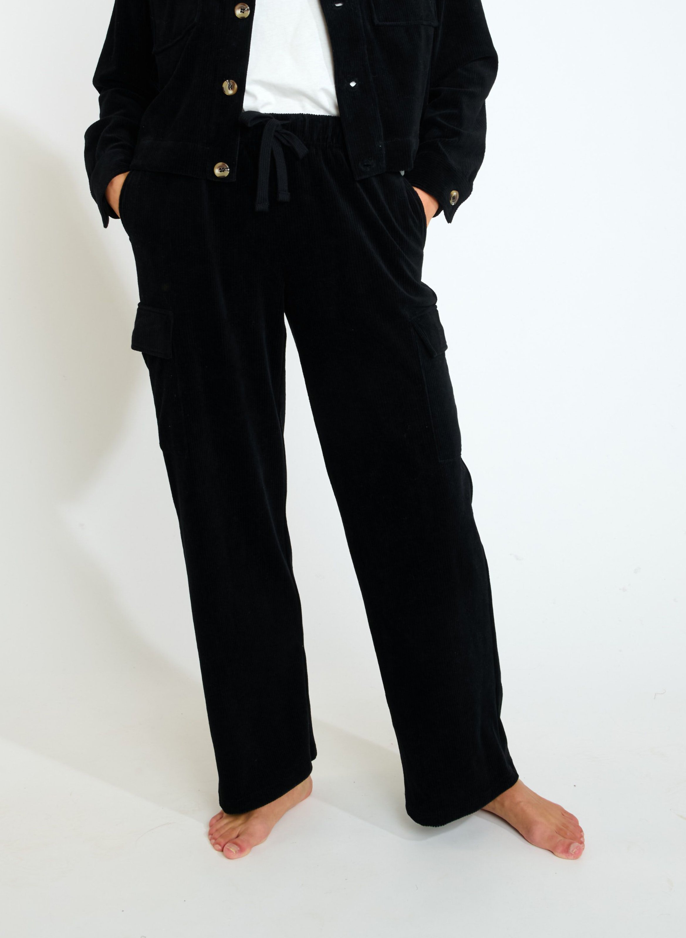 Ribbed knit cargo pants BANANA MOON Black