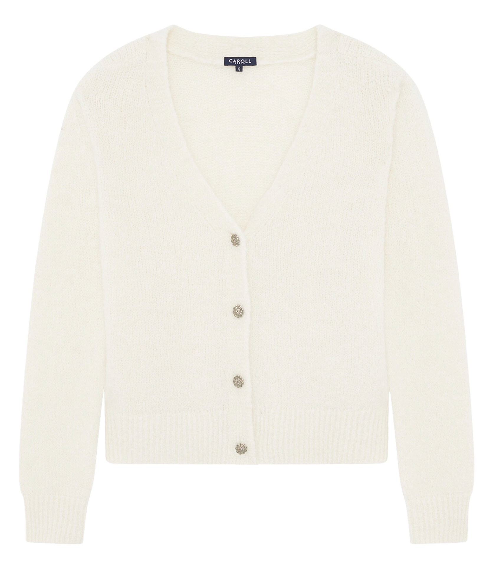 Gerader Knopfverschluss Cardigan uni Beige