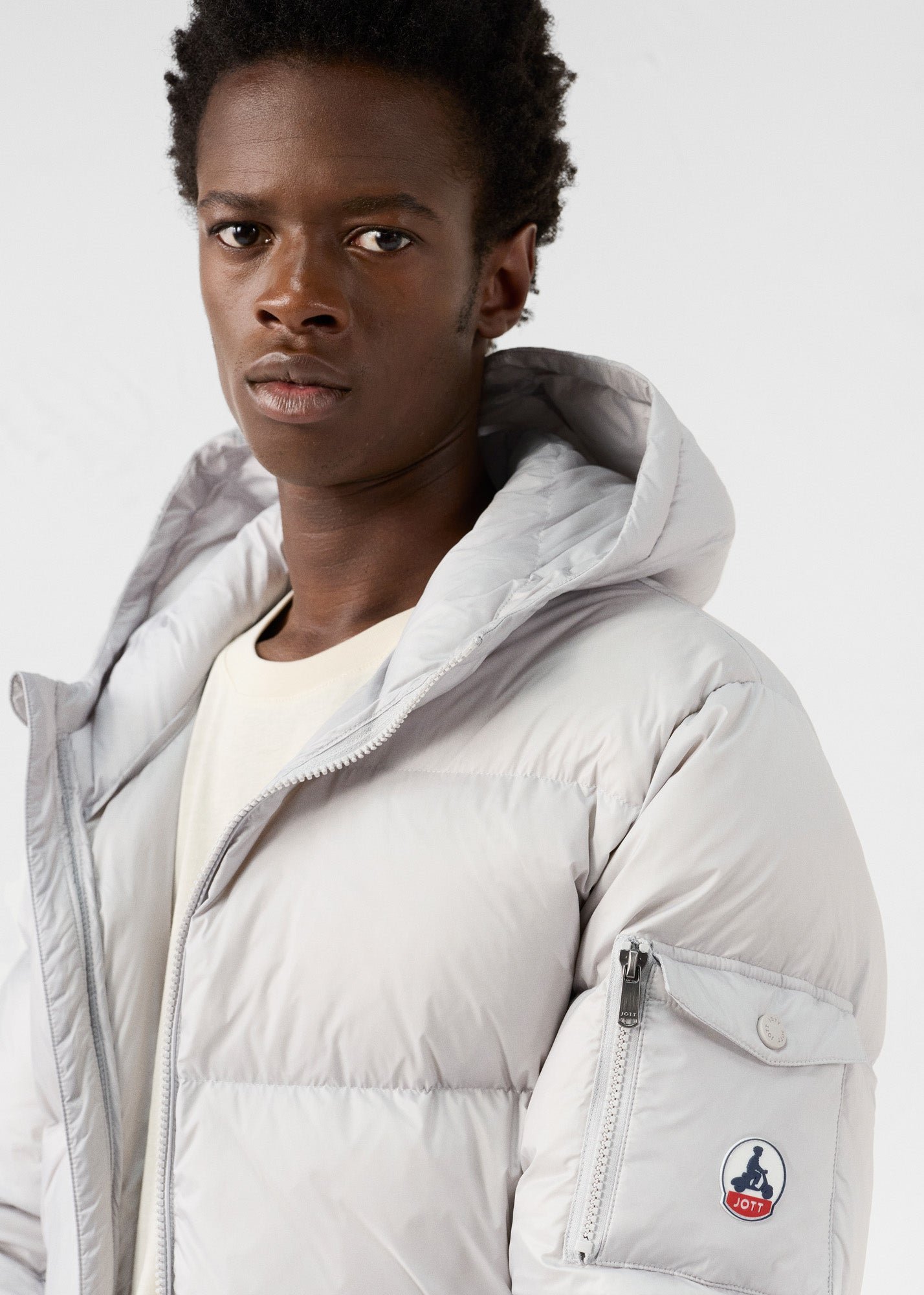 Java hooded puffer jacket for extreme cold JOTT Grey