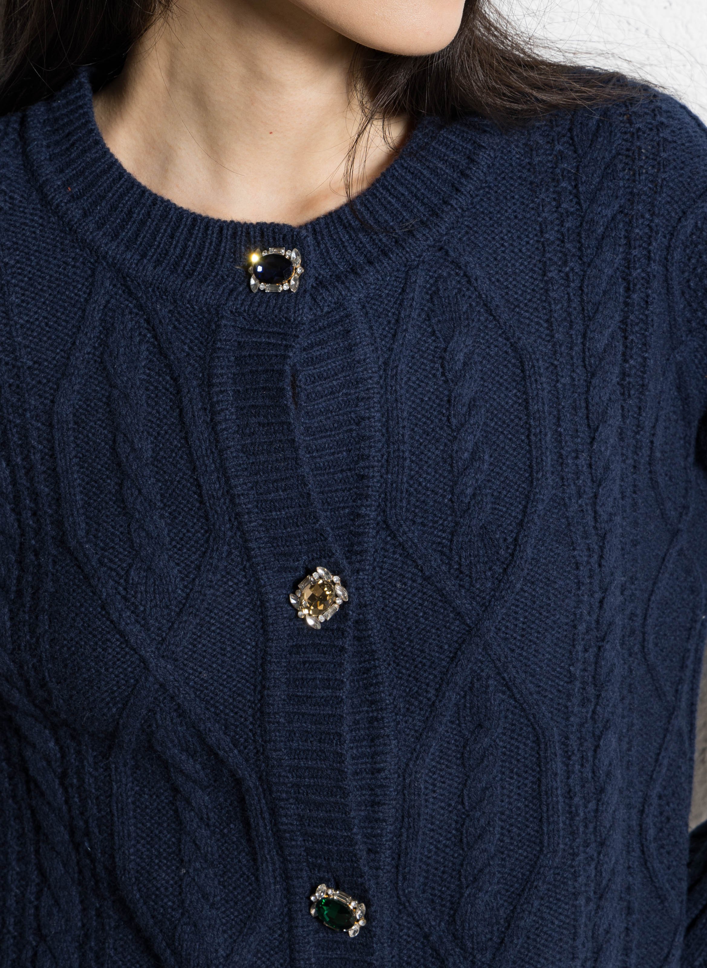 Gilet oversize col rond en laine mélangée LIU JO Bleu