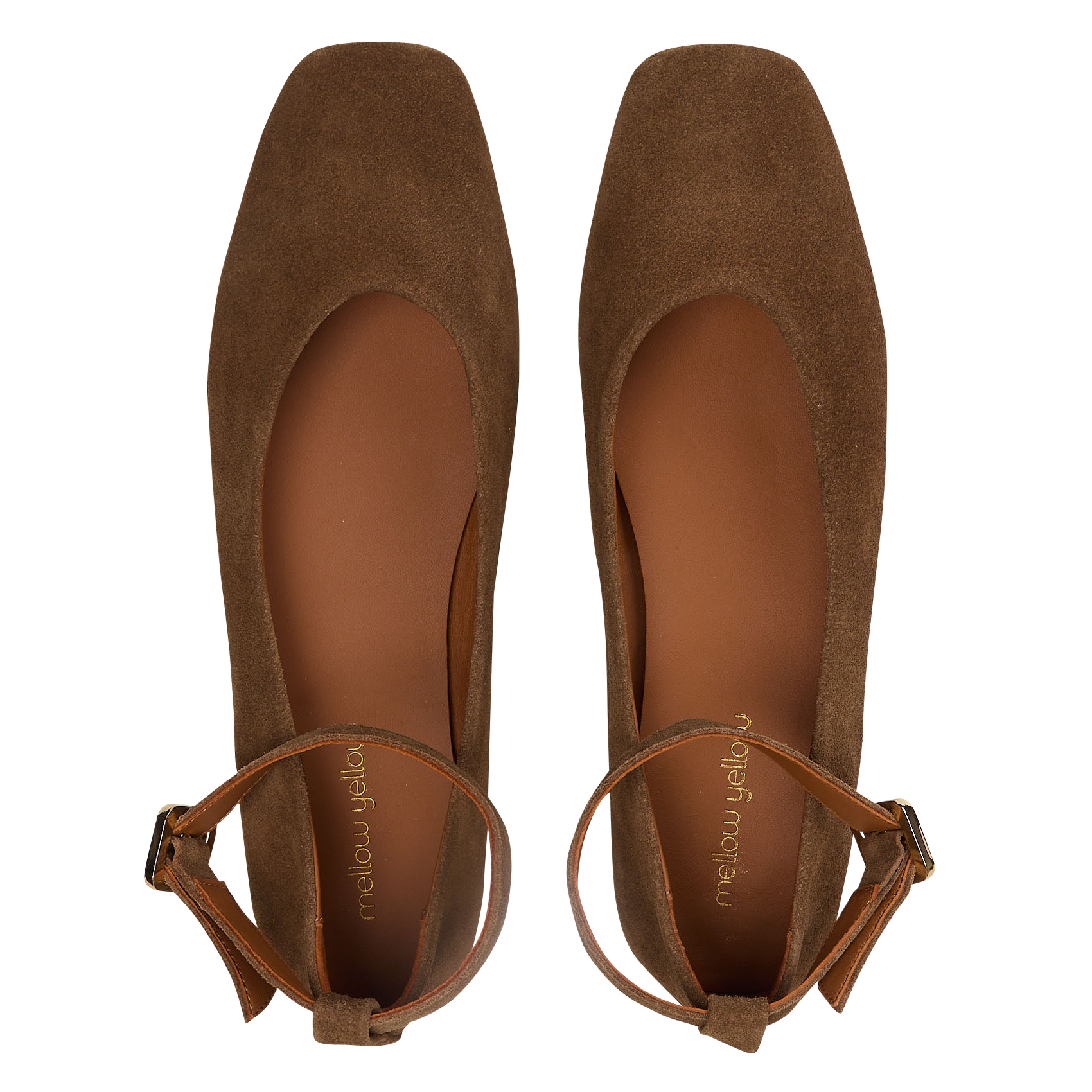 Ballerines à brides en cuir velours MELLOW YELLOW Marron