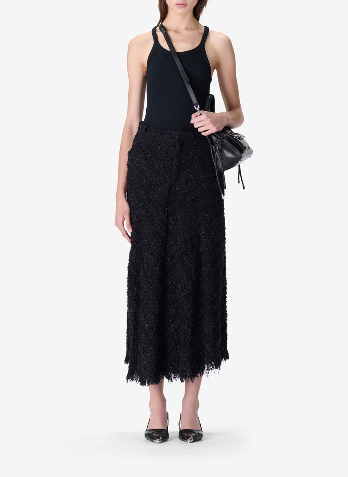Jupe midi en tweed IRO Noir