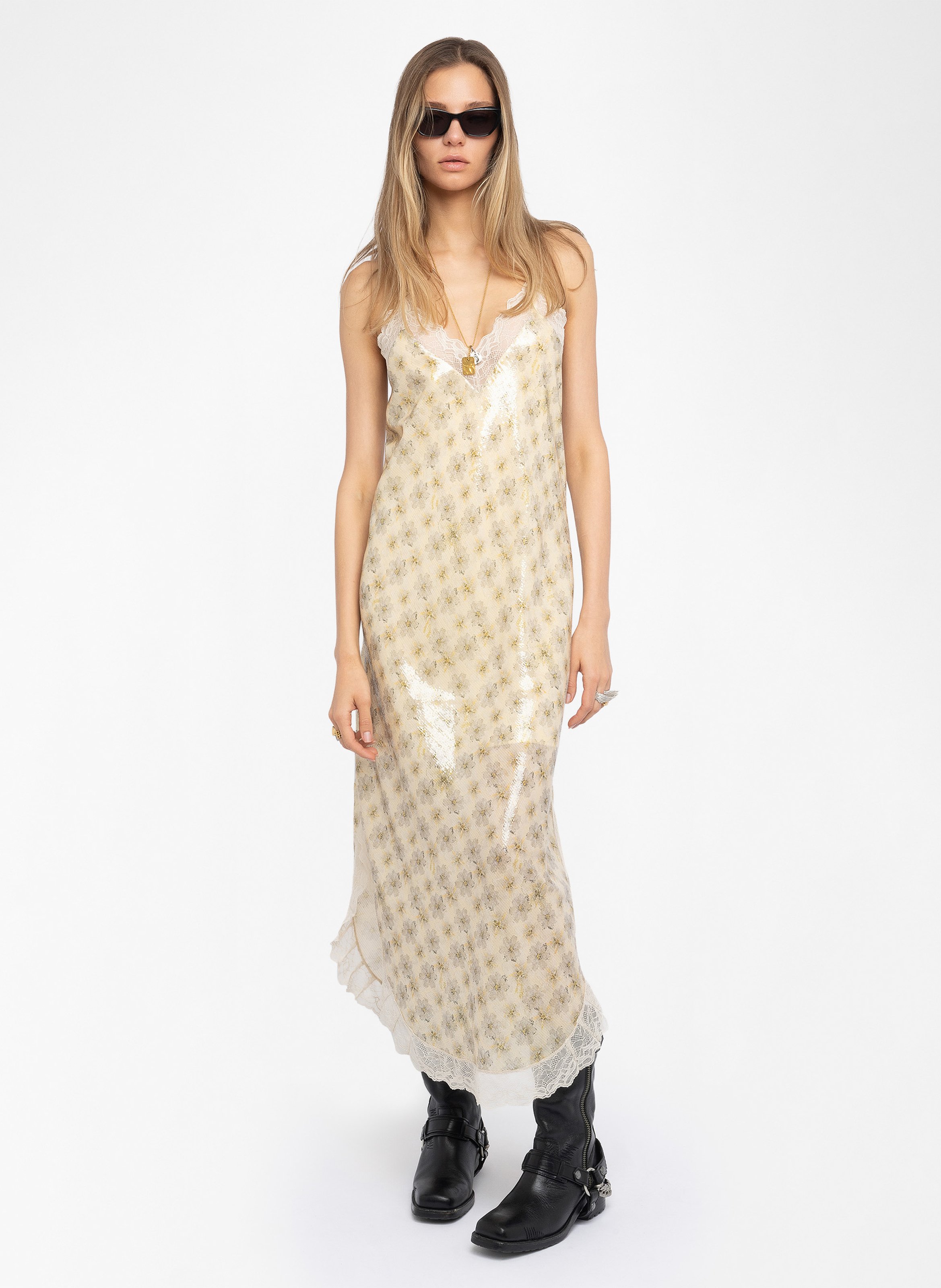 Robe longue imprimée à bretelles ZADIG&VOLTAIRE Beige