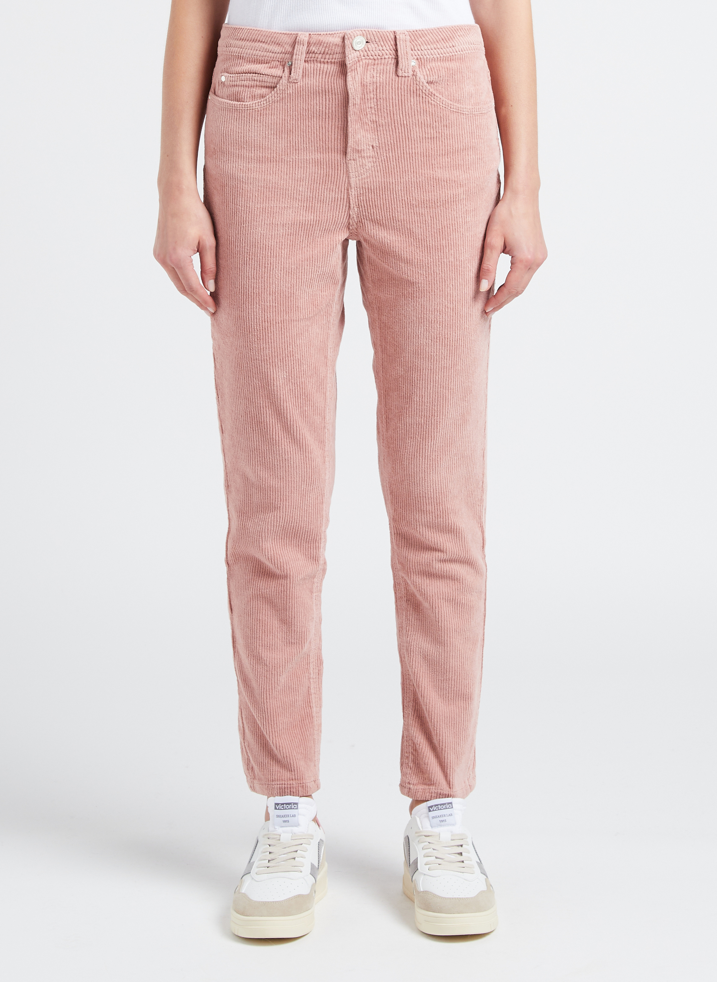 Gerade geschnittene Hose aus Stretch-Baumwollcord SUD EXPRESS Rosa