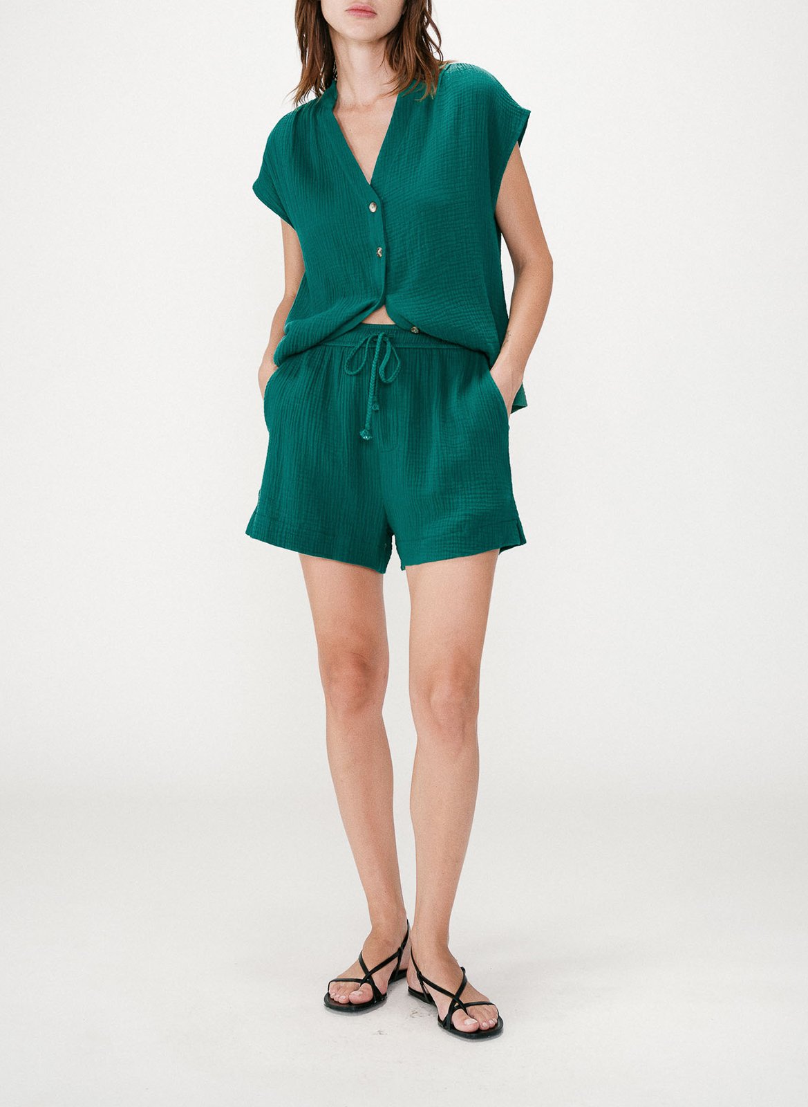 Short droit en coton GRACE ET MILA Vert