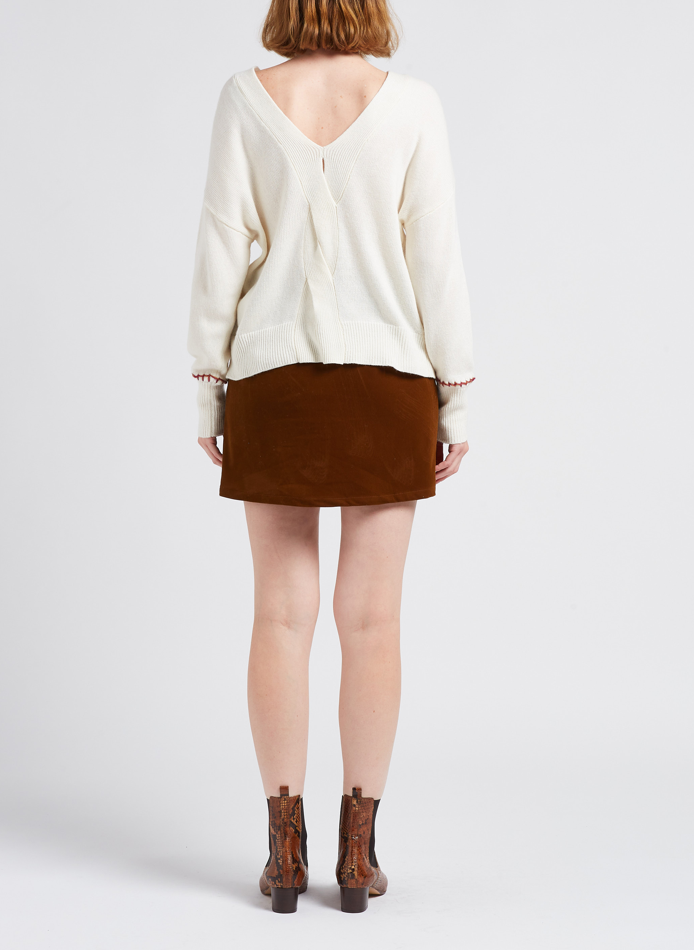 Pull ample à décolleté en V VILA Beige