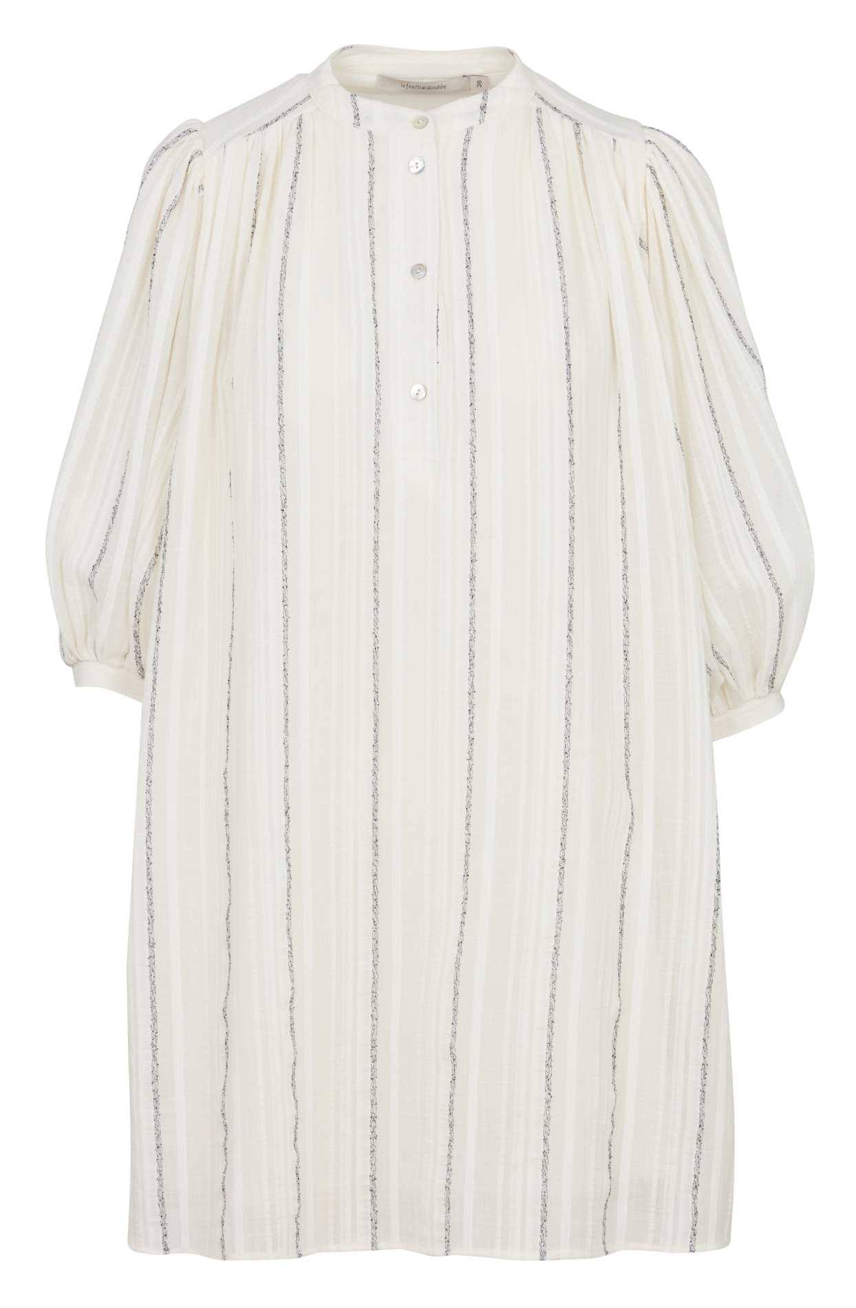 Robe midi à rayures col rond  LA FEE MARABOUTEE Blanc