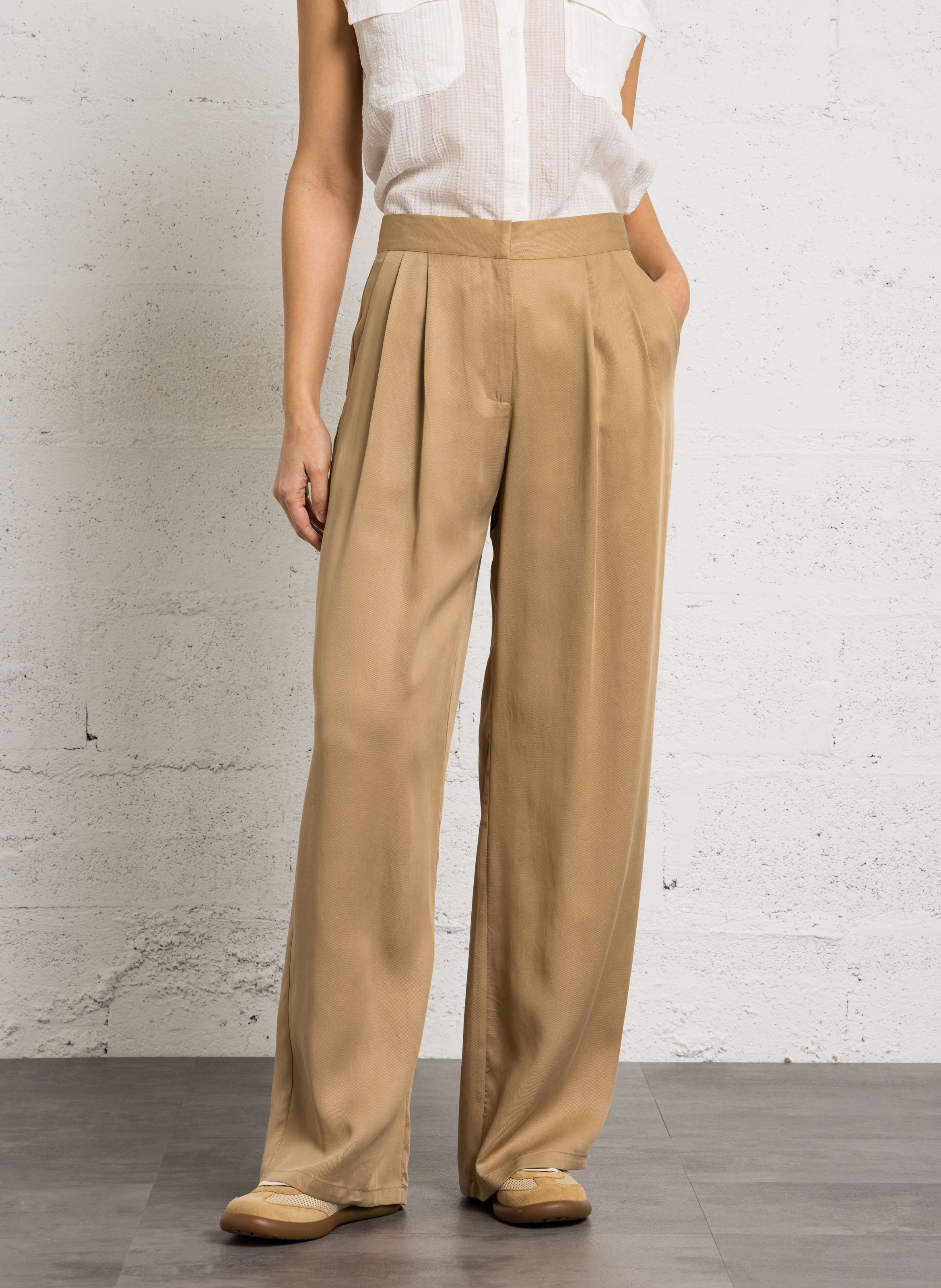 Azawood high-waisted wide-leg trousers LA PETITE ETOILE Beige