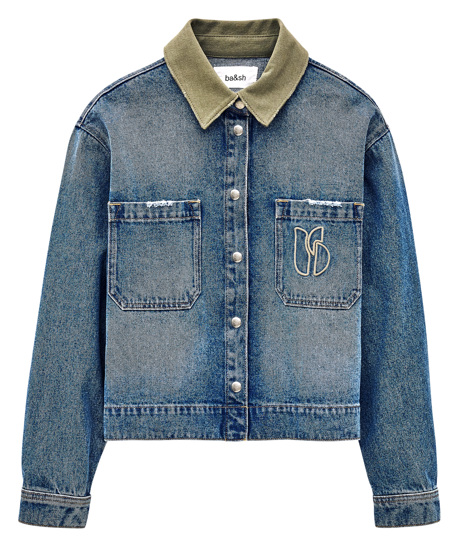 Veste col classique en denim de coton BA&SH Bleu