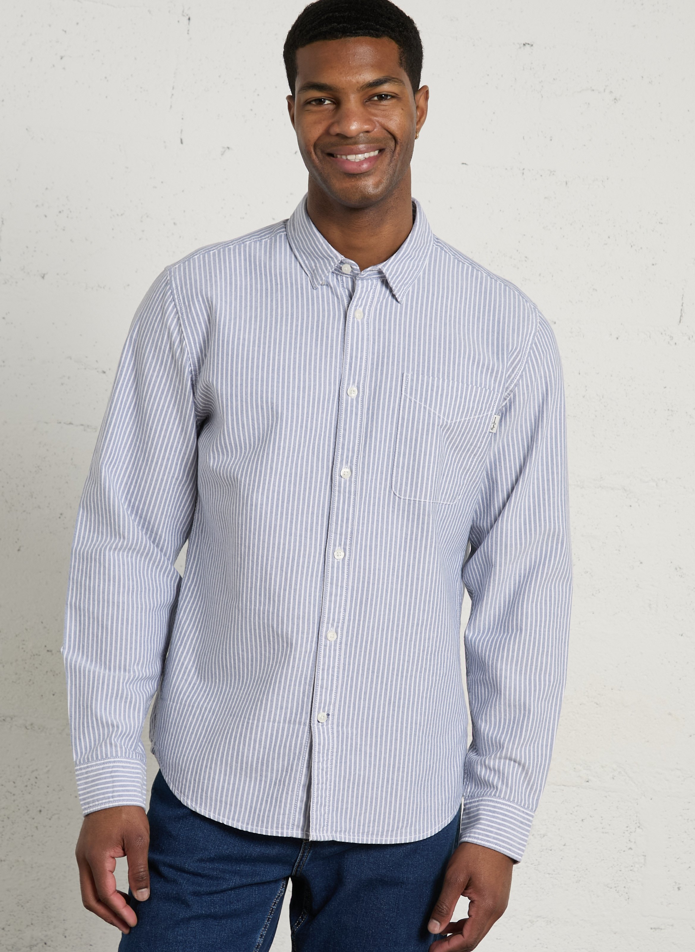 Chemise à rayures col classique PEPE JEANS Bleu