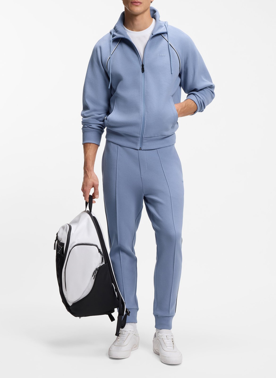 Sweat col rond en coton mélangé BOSS Bleu