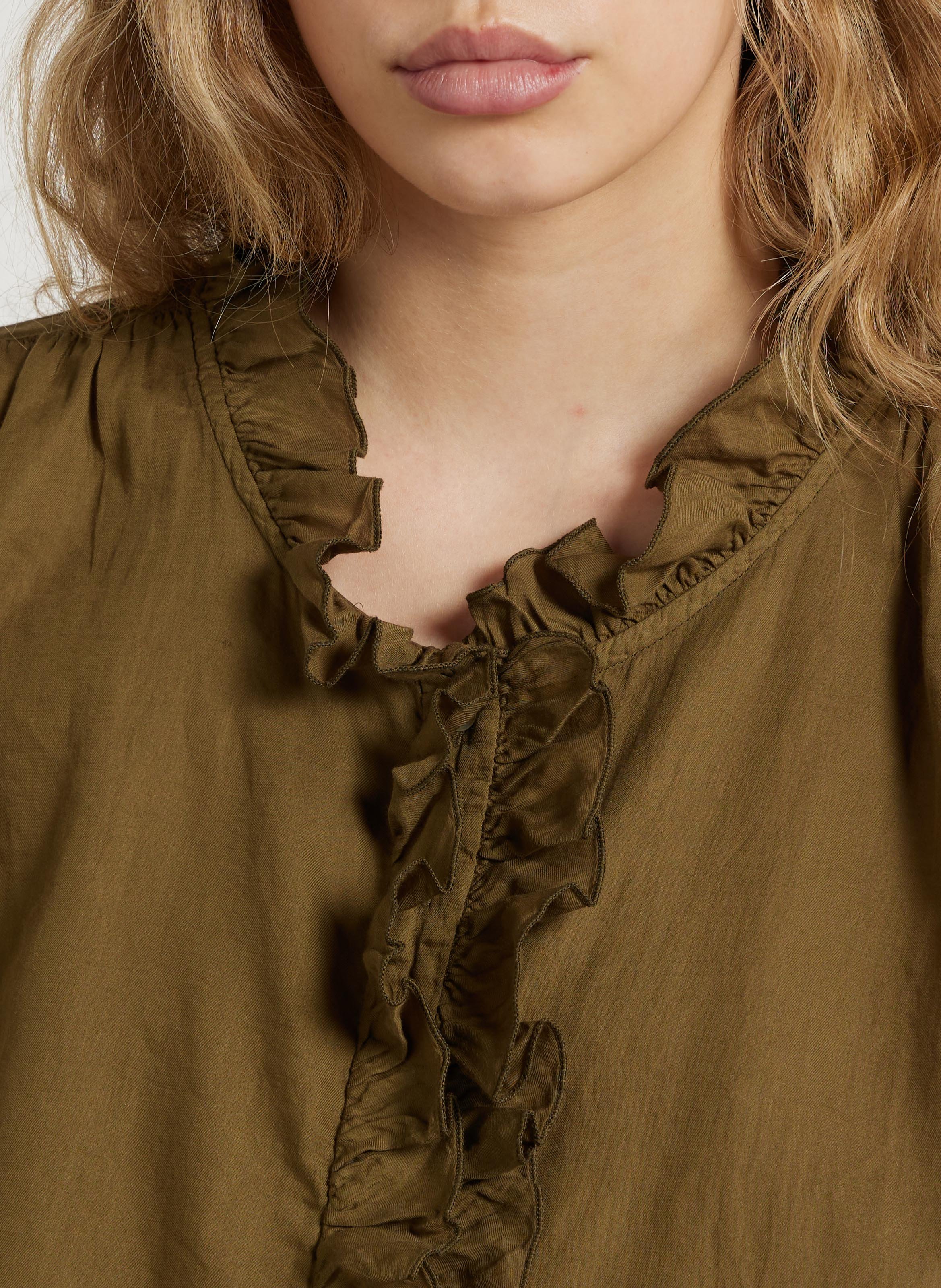 Top met korte mouwen en ruches BELLA JONES Kaki