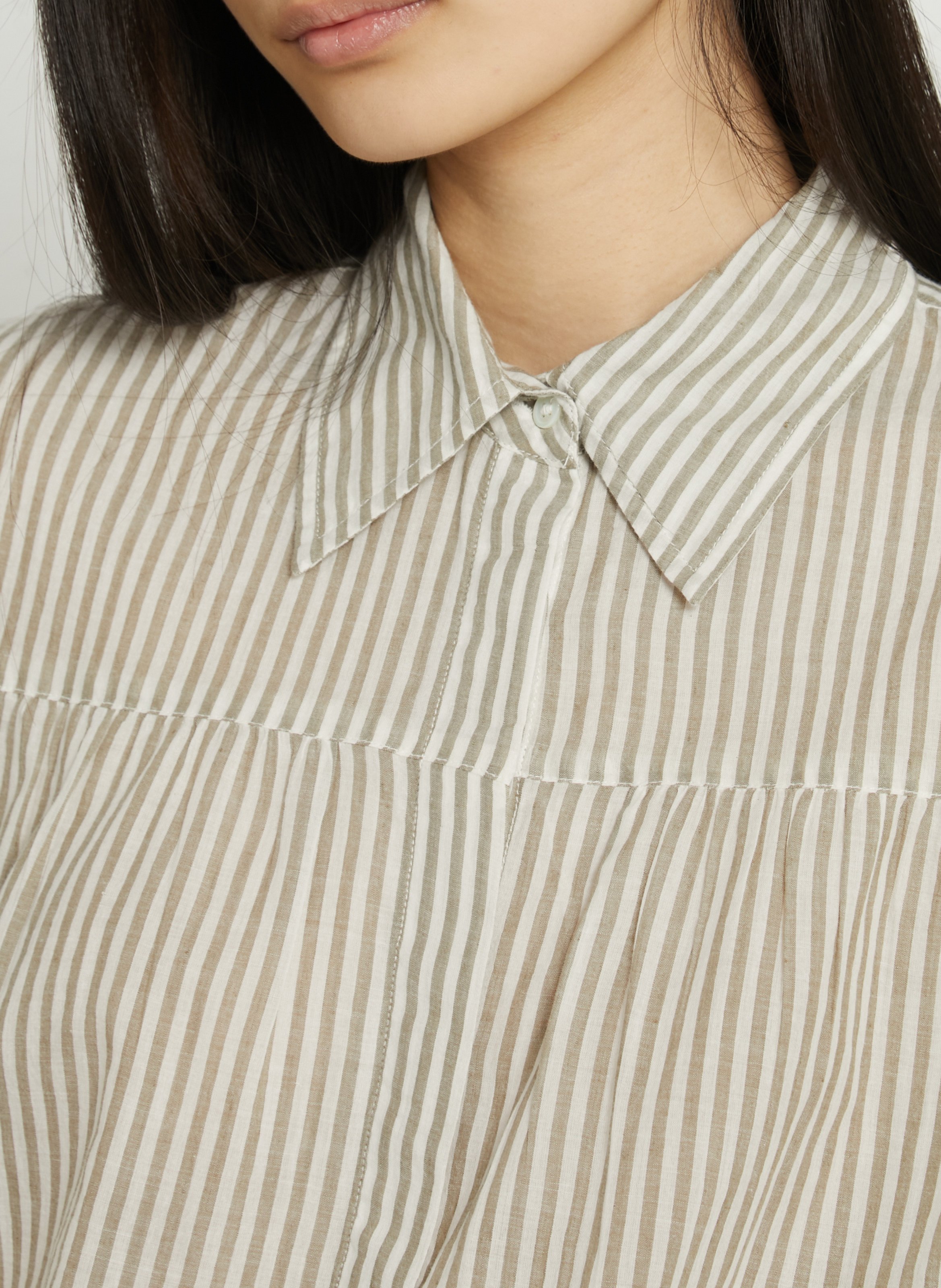 Weit geschnittene Baumwollbluse mit klassischem Kragen FEEKA Beige