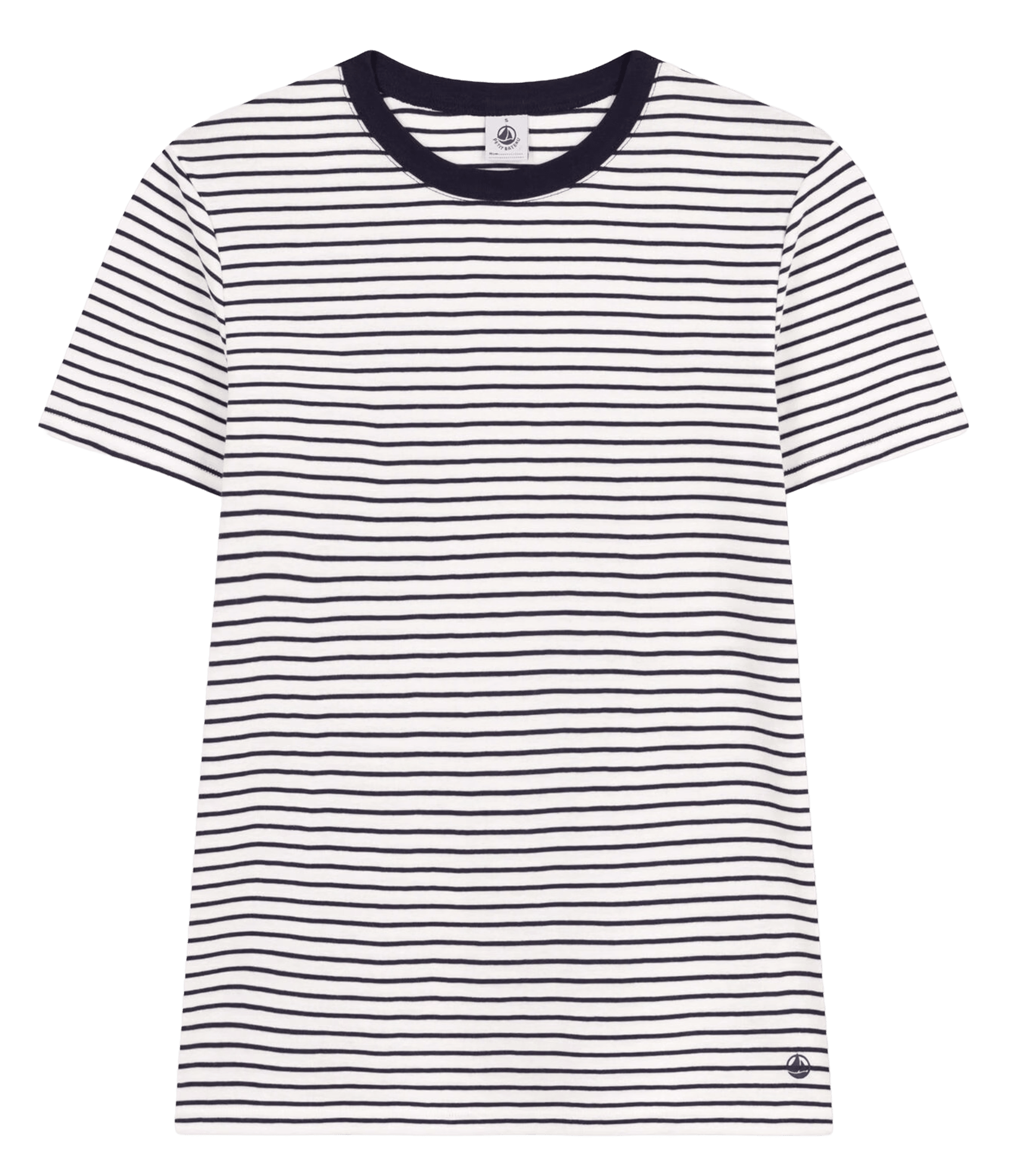 Tee-shirt droit col rond en coton rayé PETIT BATEAU Multicolore