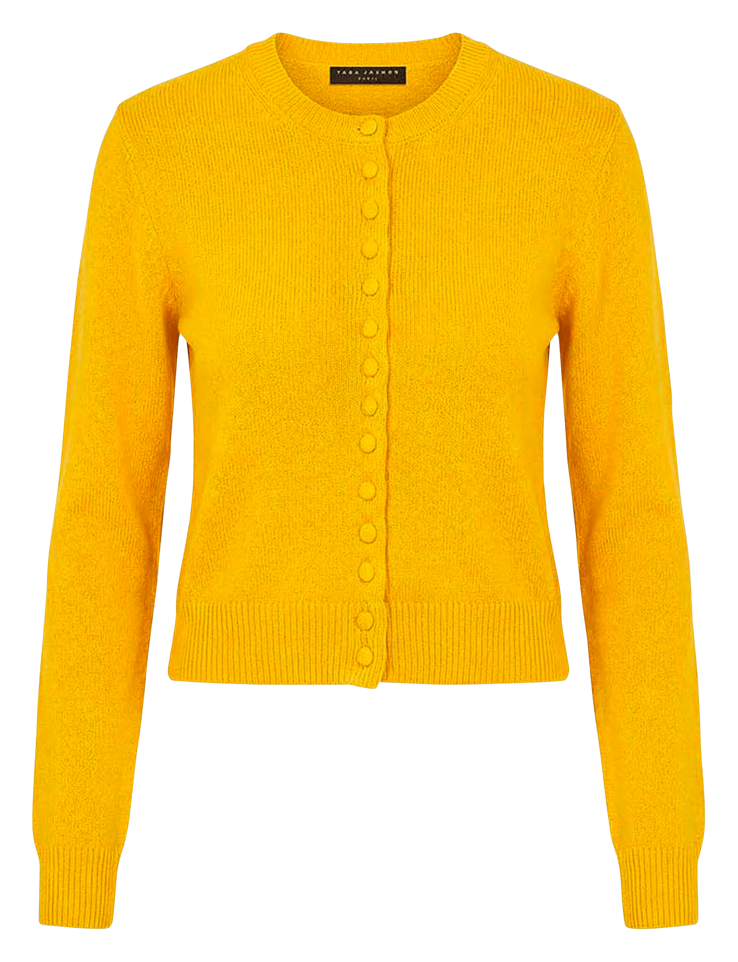 Runder Knopfstrick-Cardigan in Uni TARA JARMON Gelb