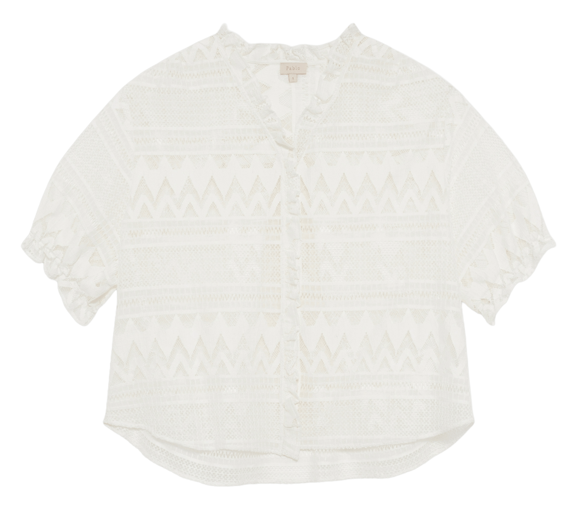 Blouse met V-hals van gemengd katoen PABLO Wit