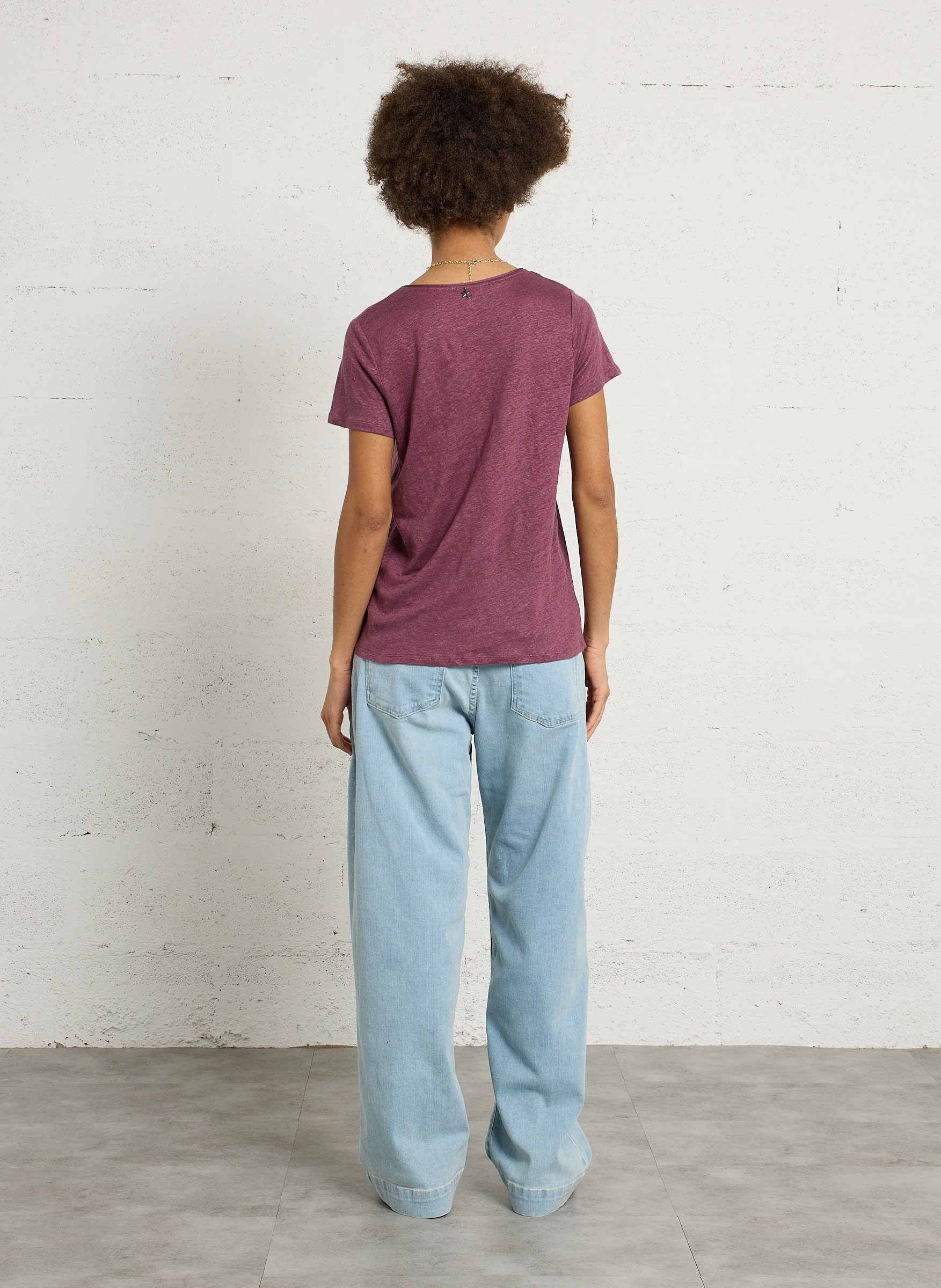 Tee-shirt col rond en lin SUD EXPRESS Violet