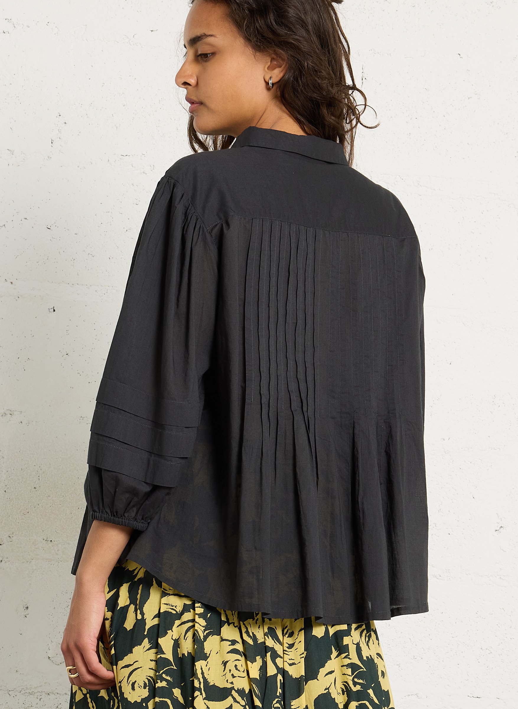 Chemise col classique en coton bio LEON & HARPER Gris