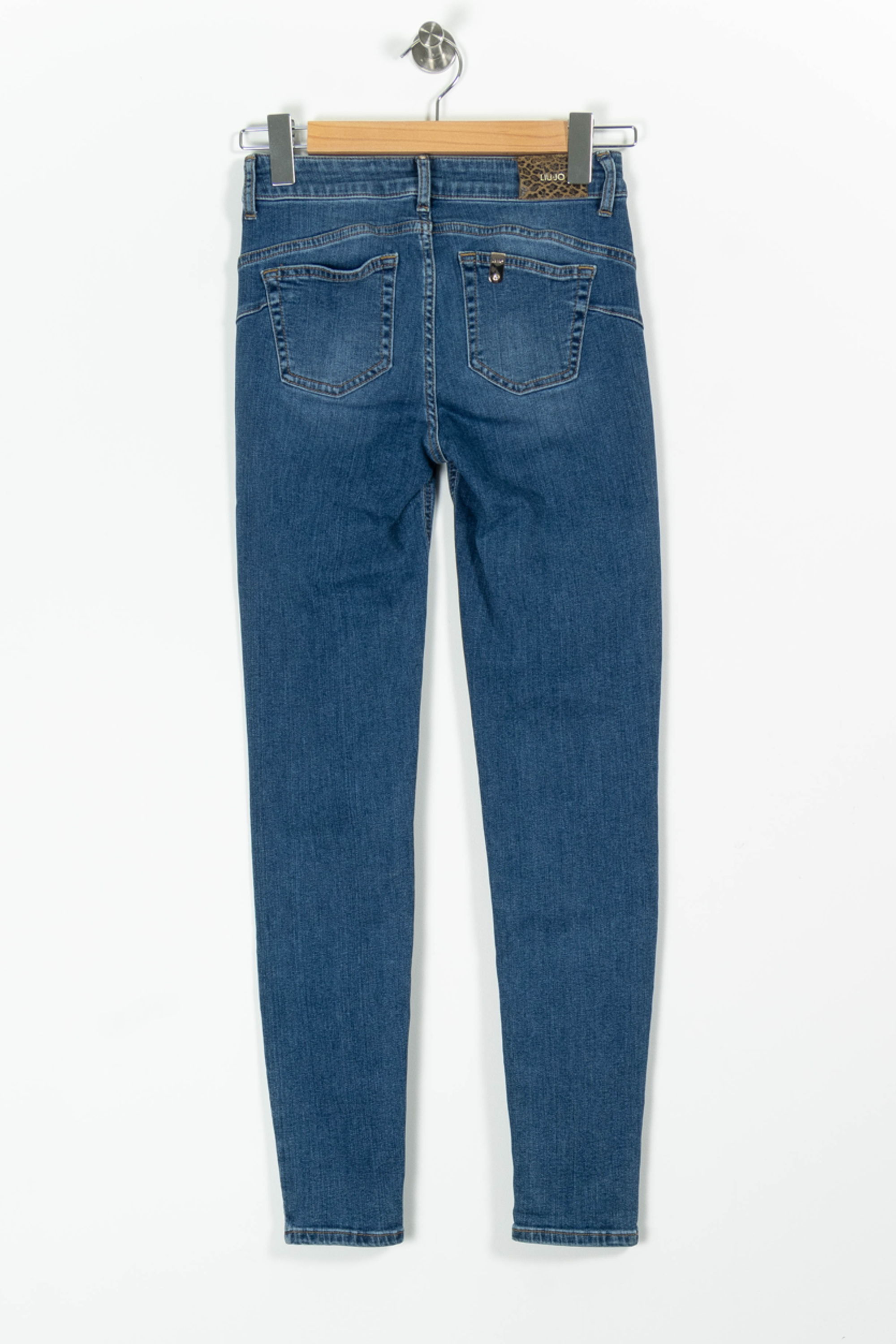 Cropped slim jeans with studs LIU JO - SECONDE MAIN Blue