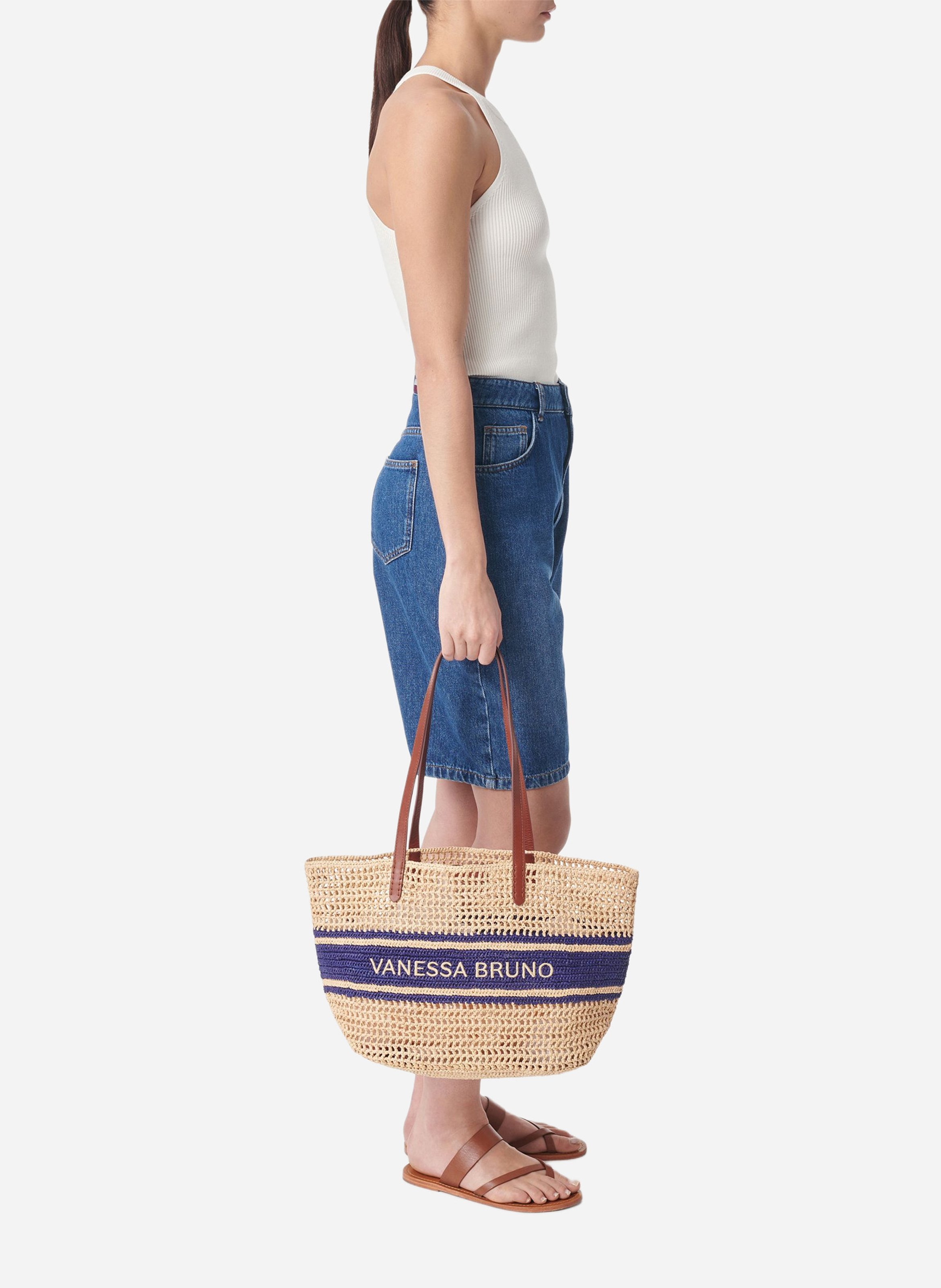 Sac cabas en raphia tressé VANESSA BRUNO Bleu