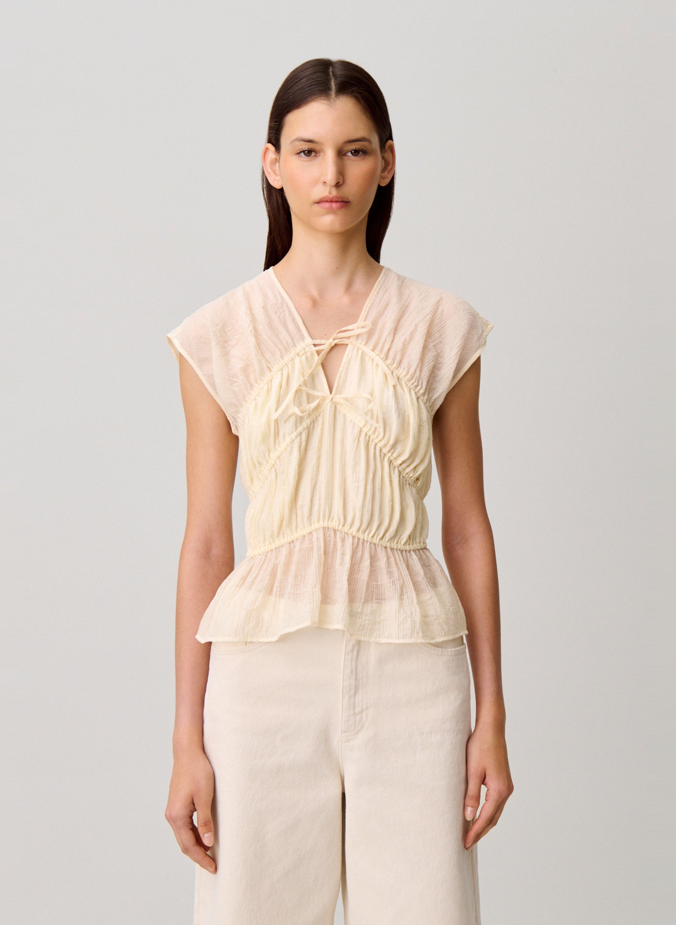 Mouwloze top met plooitjes CLAUDIE PIERLOT Wit