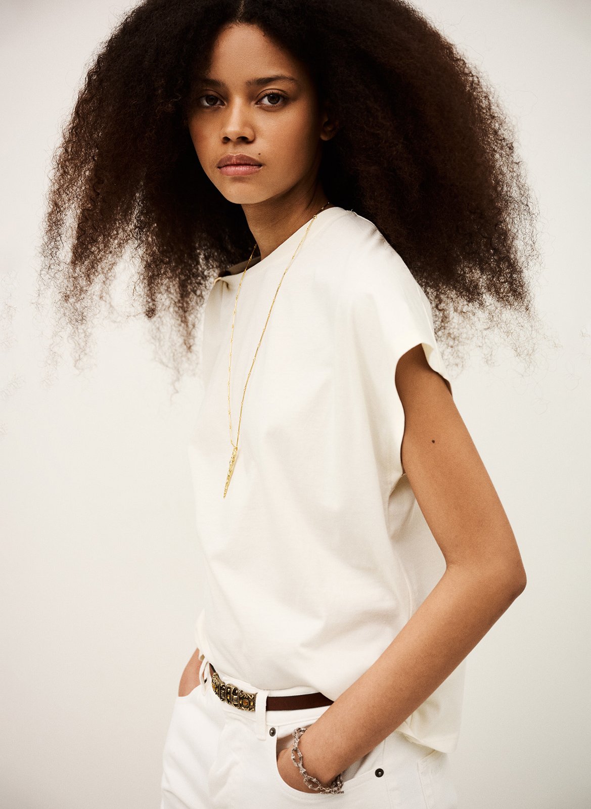 Effen top met lange mouwen en ronde hals BA&SH Beige