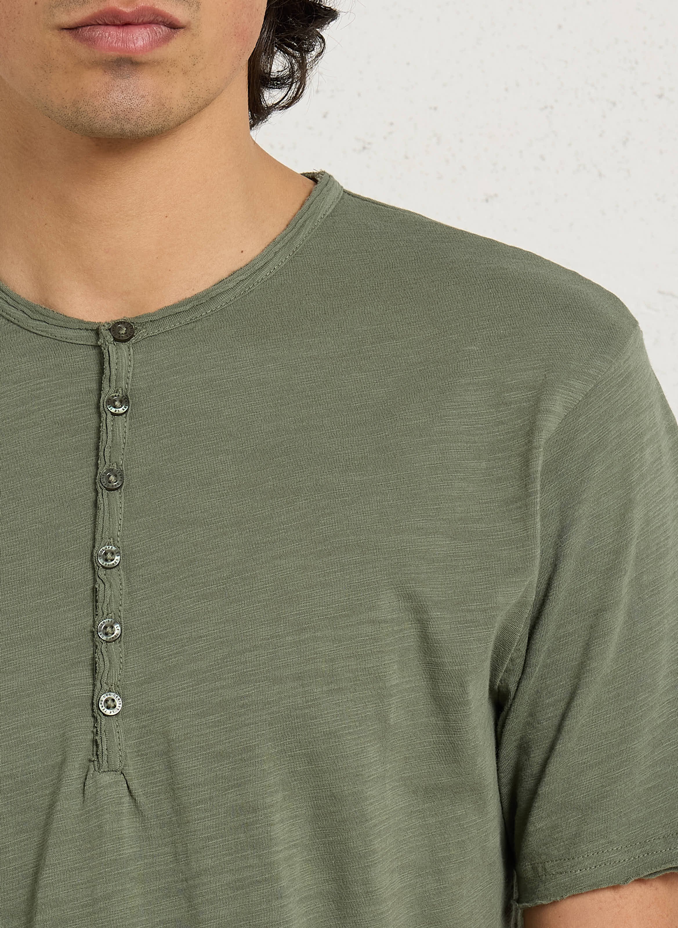 Tee-shirt droit col rond boutonné en coton LE TEMPS DES CERISES Blanc