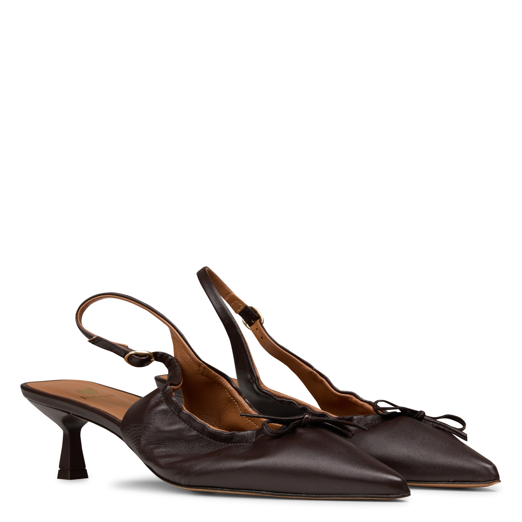 Escarpins slingback en cuir  BOBBIES Marron