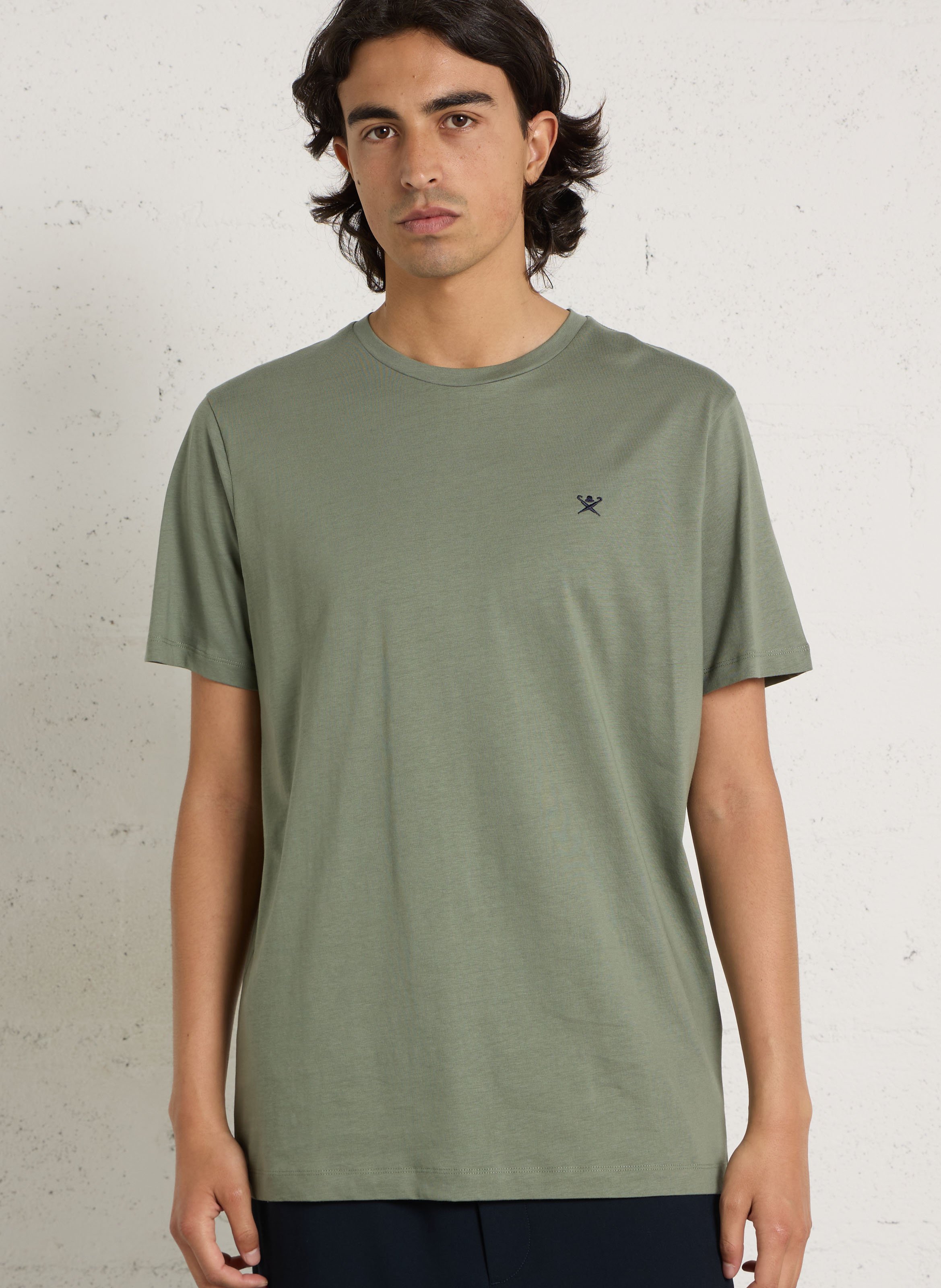 Tee-shirt col rond en coton HACKETT Vert