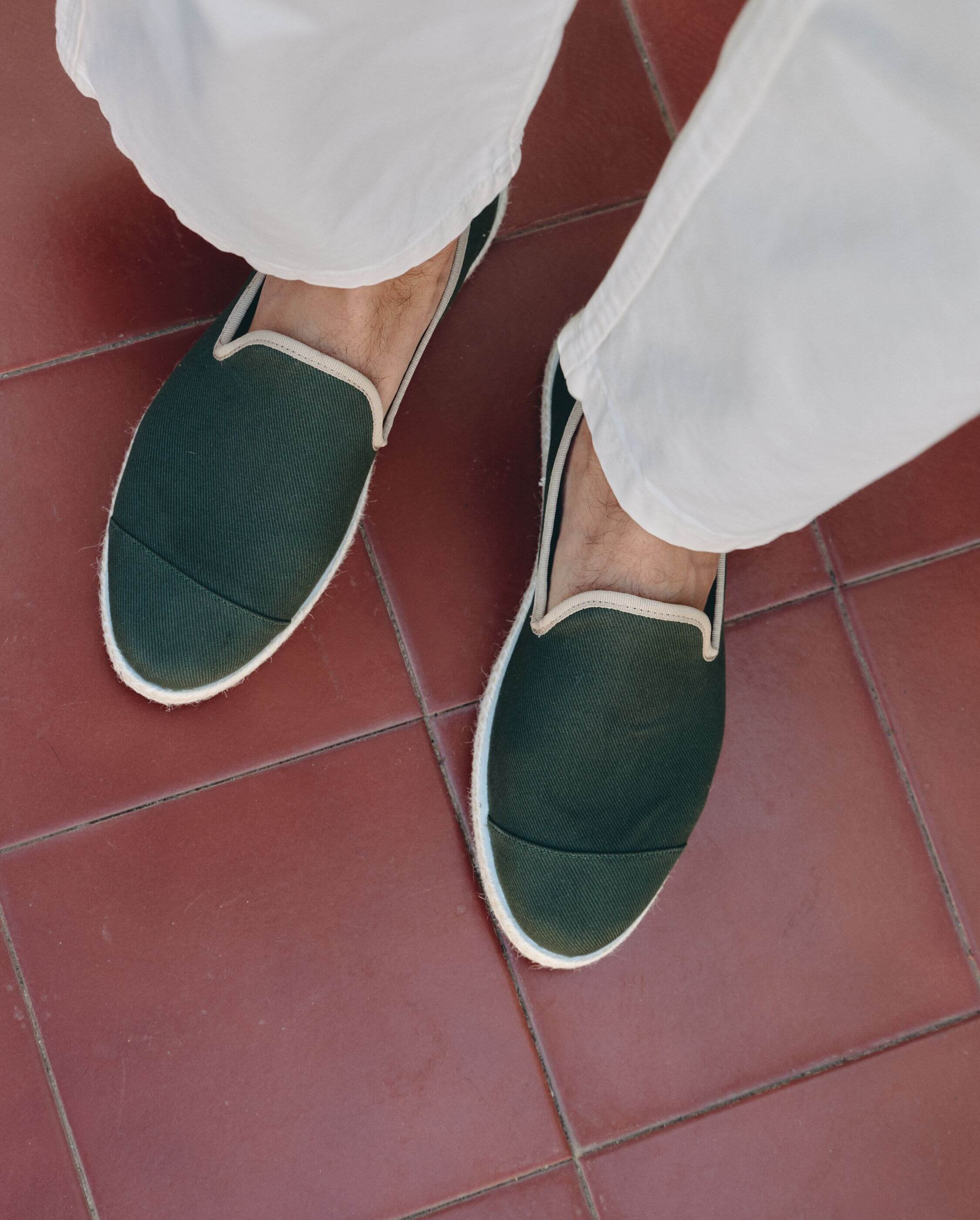 Men's espadrilles CENITZ, recycled cotton in green taupe ANGARDE Green