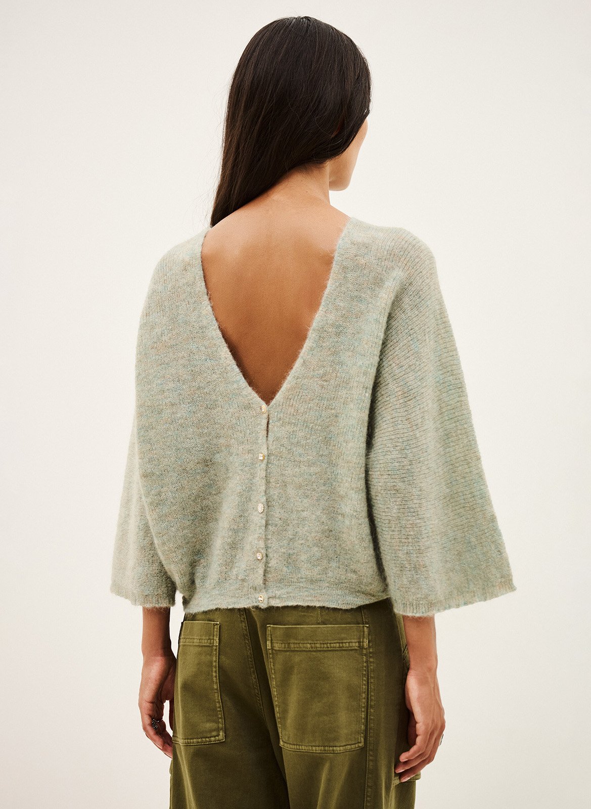 Weiter Cardigan aus Wollmix BA&SH Grun