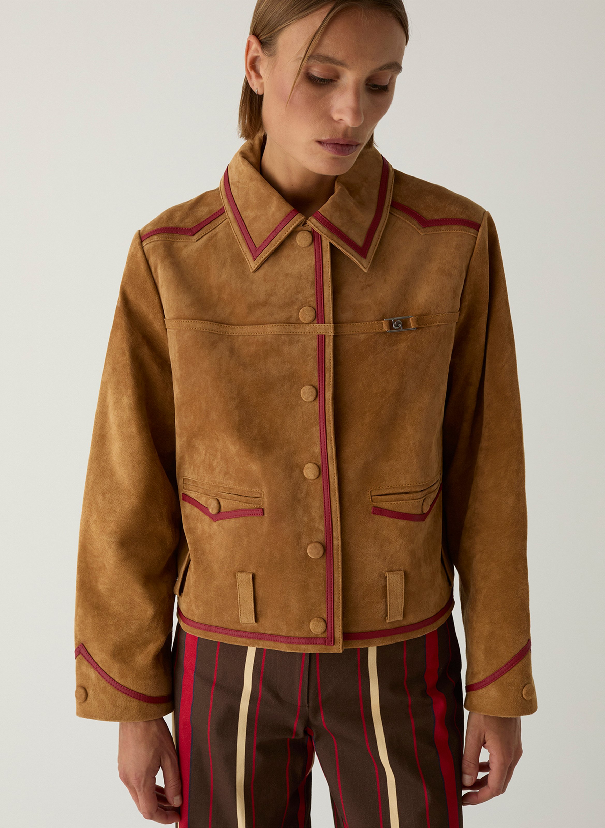 Straight classic collar velvet jacket LAAGAM Beige