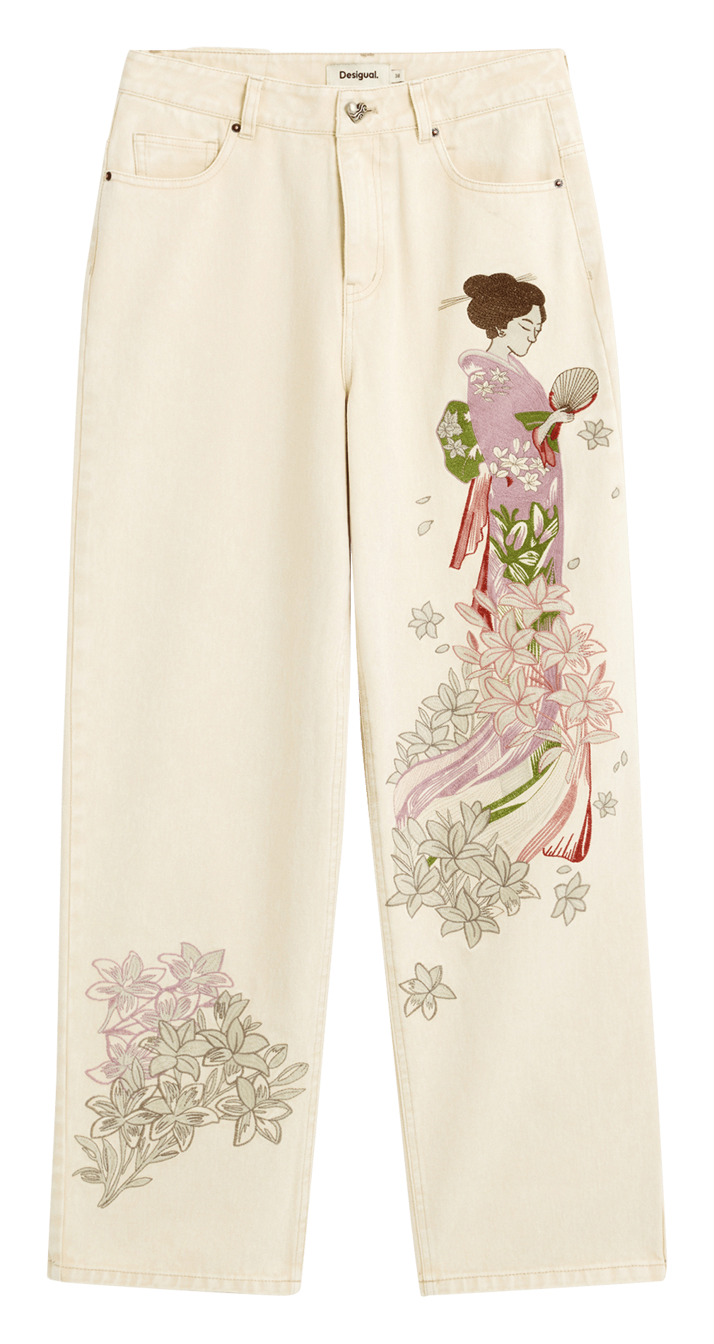 Rechte, katoenen jeans DESIGUAL Wit