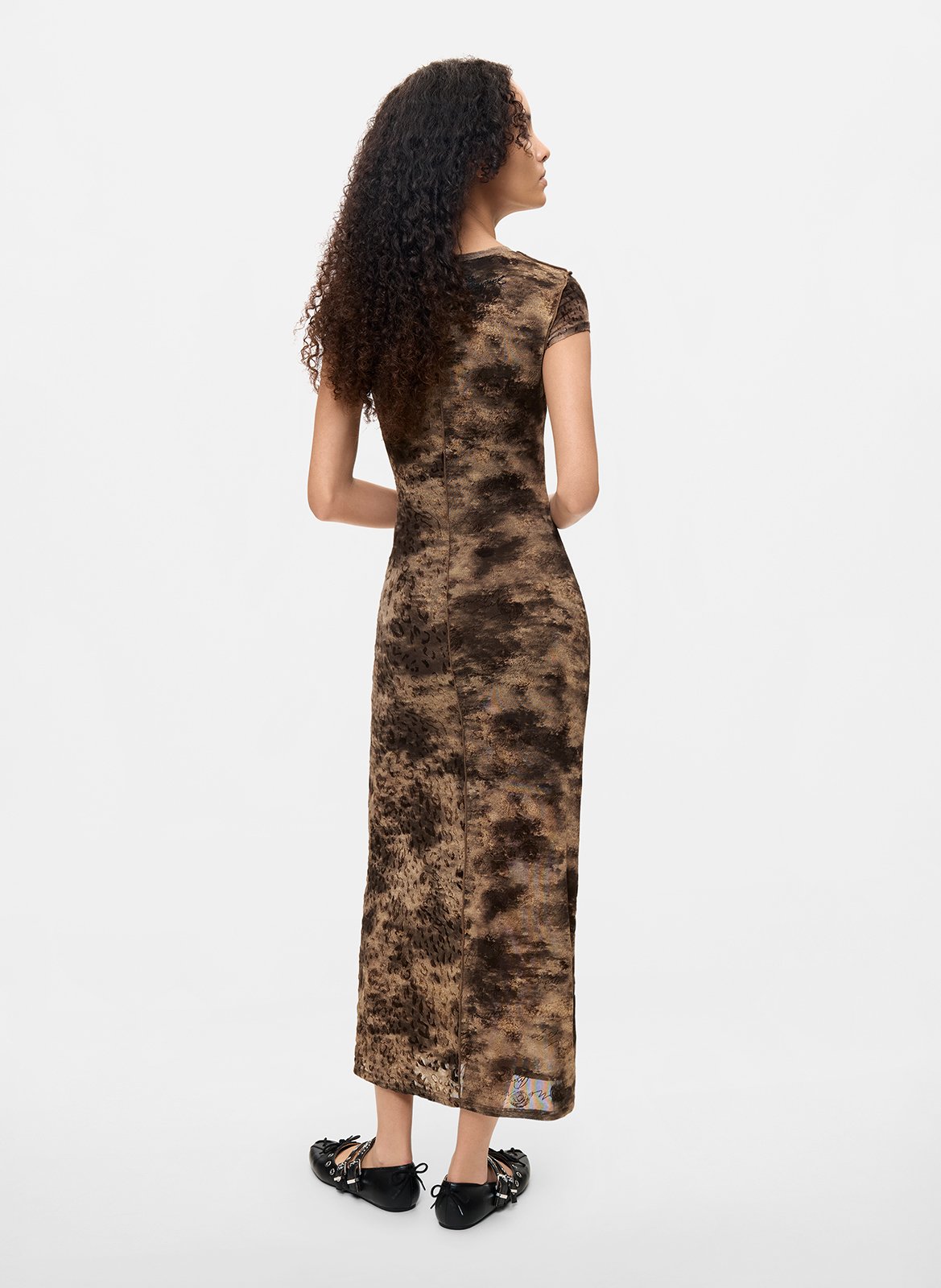 Fitted midi dress with round neckline and print DESIGUAL Black