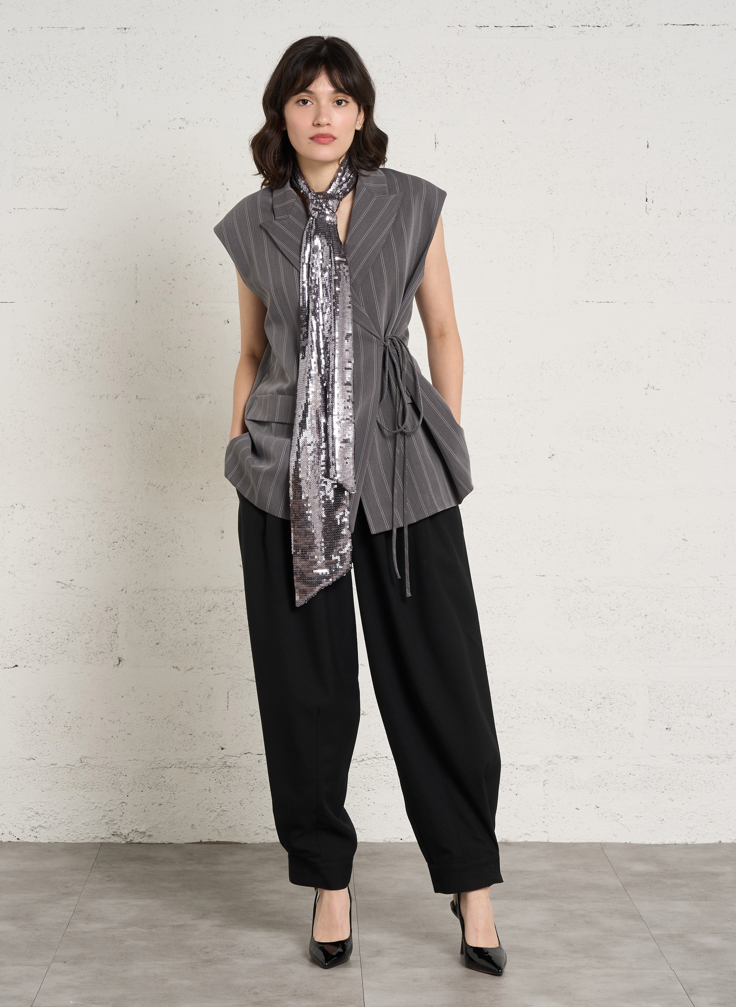 Weite Bundfaltenhose JC SOPHIE Schwarz