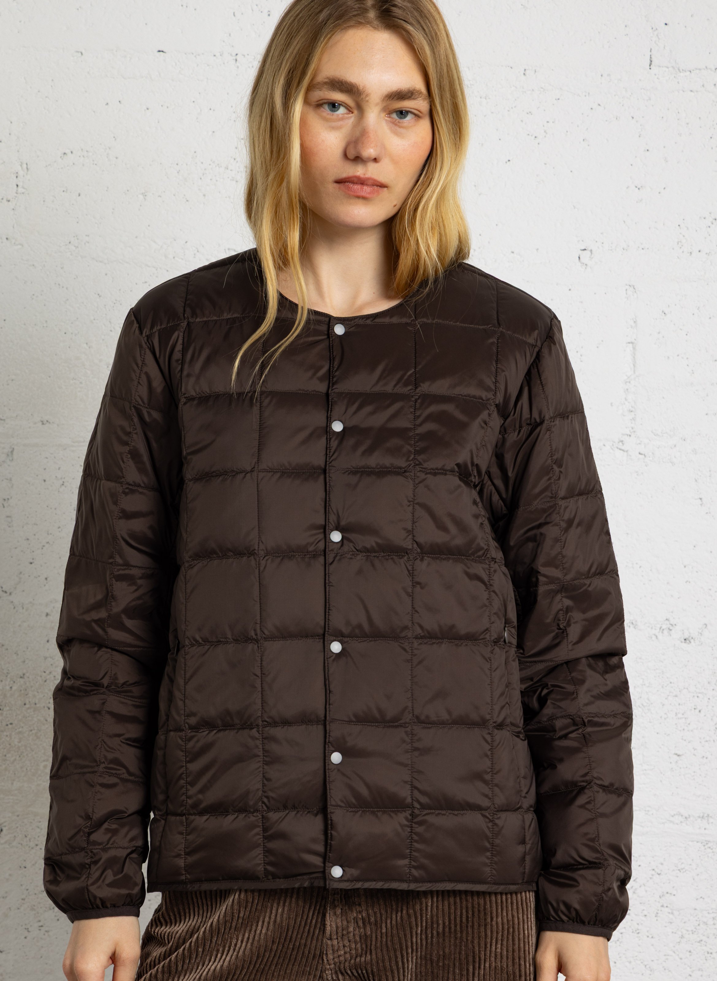 Veste col rond matelassée TAION Marron