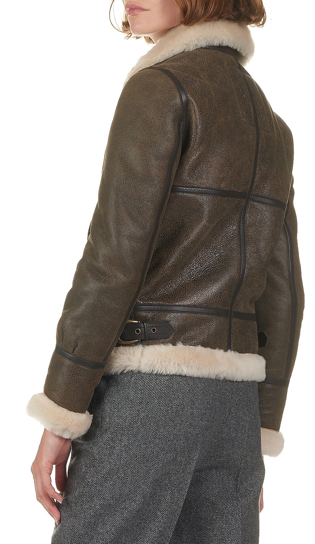 Bomberjack van omgekeerde schapenhuid SCHOTT Bruin